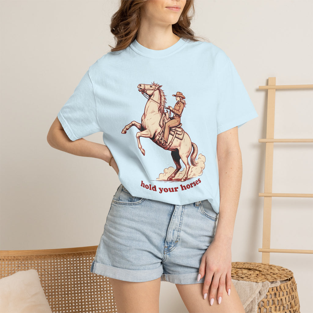 Cowgirl Horse Shirt Cowgirl Rodeo Gift Women Hand Drawn Tee Horseback T-Shirt Cowgirl Fan Illustrated Tshirt Rodeo Graphic Cartoon Dust