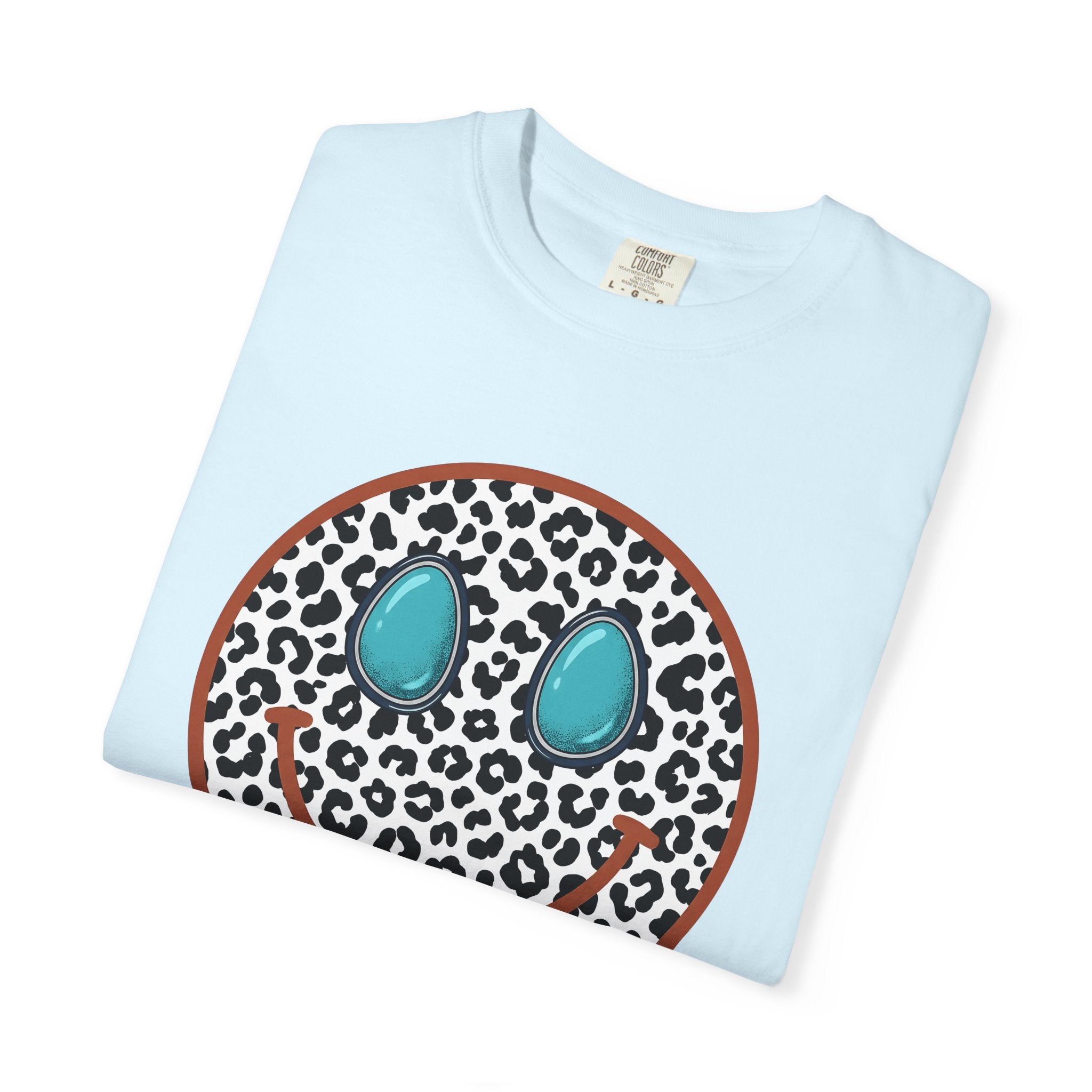 Leopard Print Smiley Face Shirt Animal Print Boho Gift Women Trendy Tee Smiley T-Shirt Print Fan Fashionable Tshirt Hippie Graphic Retro