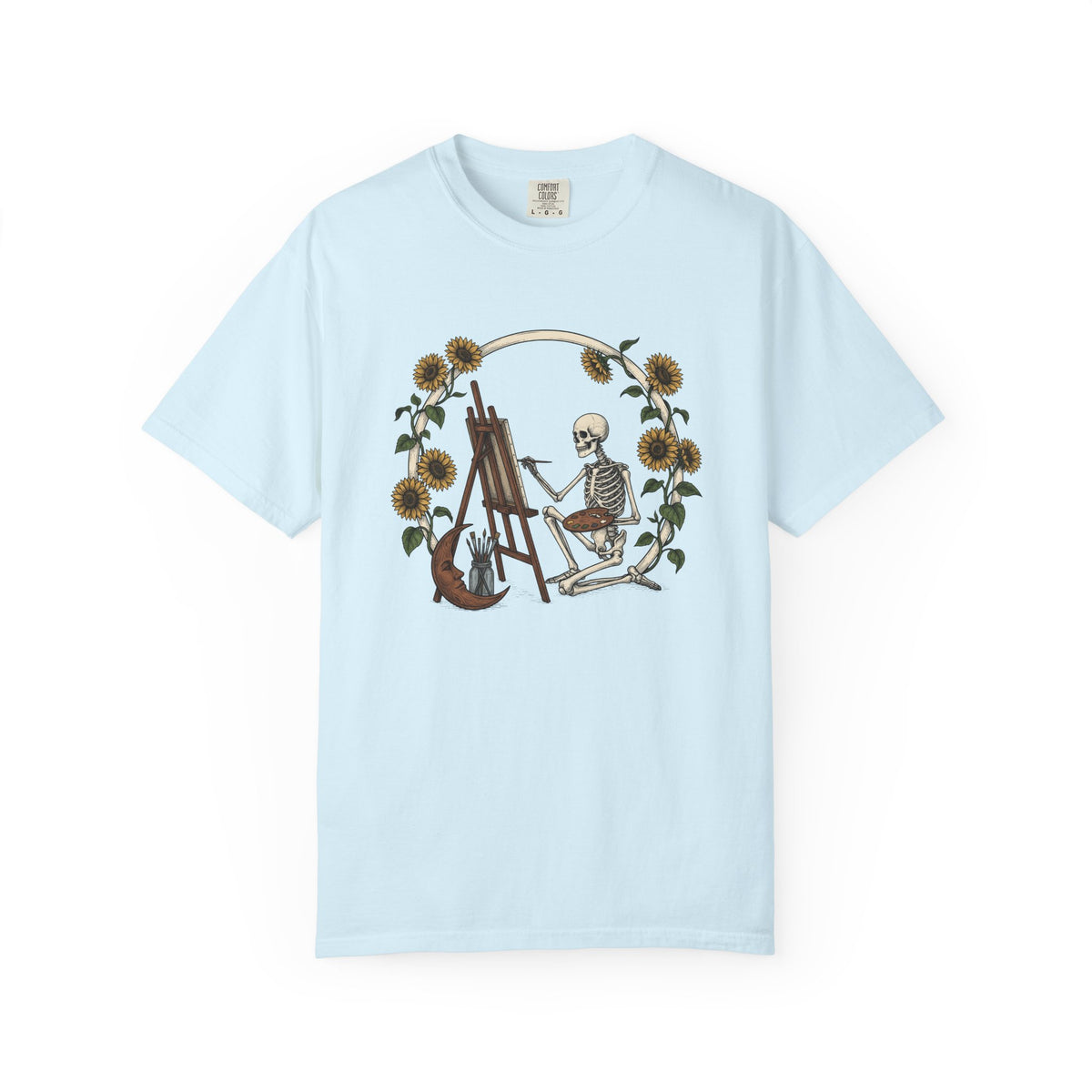 Skeleton Artist Shirt Boho Chic Gothic Unisex Gift Vintage Tee Skull T-Shirt
