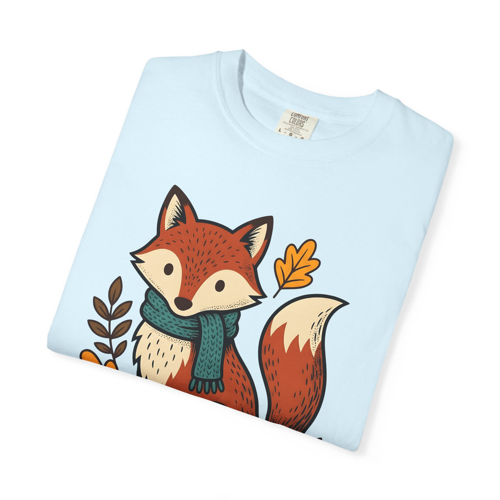 Fox Shirt Autumn Fauna Gift Women Adorable Tee Vixen T-Shirt Fall Fan Cute Tshirt Wildlife Graphic Doodle Maple Leaves Tshirt