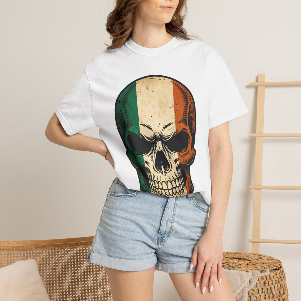 Skull Illustration Shirt St Patrick's Day Gaelic Gift Women Cartoon Tee Skull T-Shirt Irish Fan Cartoonish Tshirt Celtic Graphic Line Art
