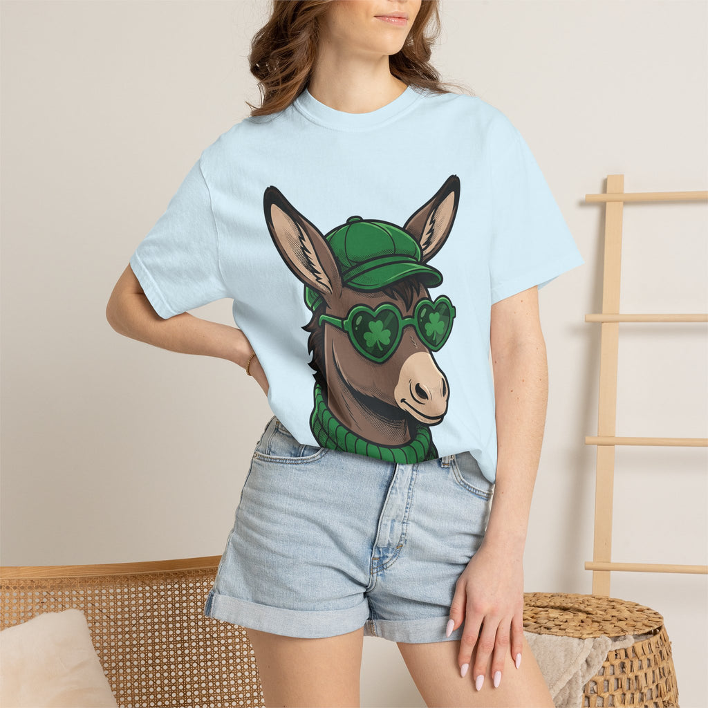 Burro Art Shirt St Patrick's Day Fauna Gift Women Animation Tee Donkey T-Shirt Shamrock Fan Cartoon Tshirt Wildlife Graphic Classic Lucky