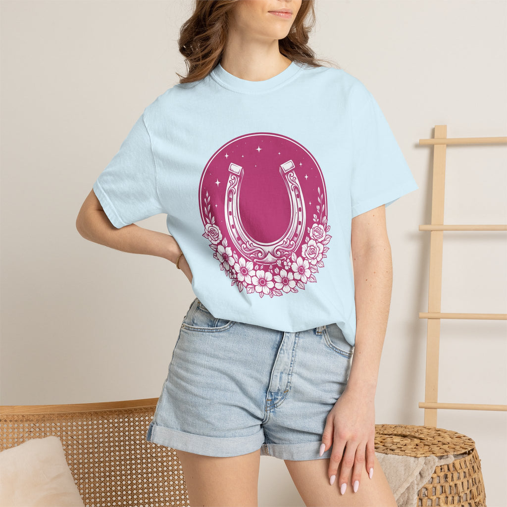 Floral Horseshoe Shirt Cowgirl Rodeo Gift Women Hippie Tee Horseshoe T-Shirt Cowgirl Fan Bohemian Tshirt Rodeo Graphic Antique Shining Star