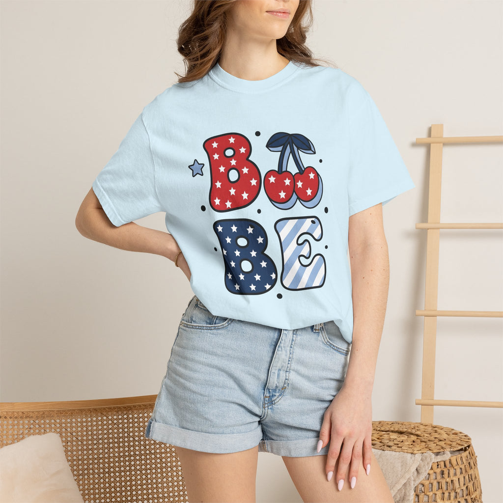 Cherry Star Graphic Shirt 4th Of July Patriotic Gift Women Cartoon Tee Cherry Graphic T-Shirt Independence Day Fan Comic Tshirt American