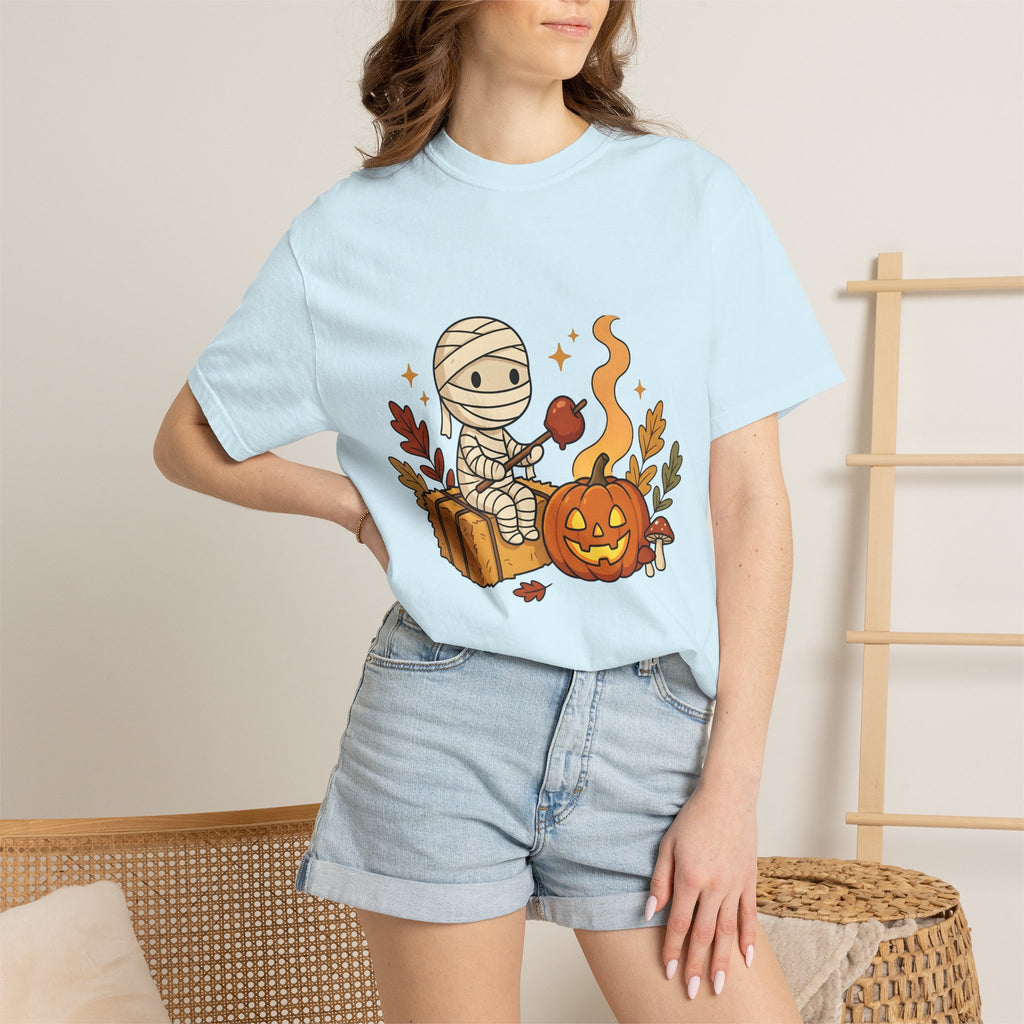 Wrapped Pumpkin Shirt Halloween Autumn Gift Women Kawaii Tee Gourd T-Shirt Halloween Fan Cute Tshirt Fall Graphic Comic Fall Leaves Tshirt
