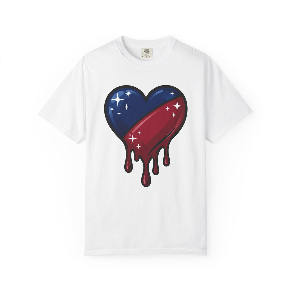 Patriotic Heart Shirt 4th Of July Patriotic Gift Women Bold Graphic Tee Heart T-Shirt Independence Day Enthusiast Graphic Tshirt American