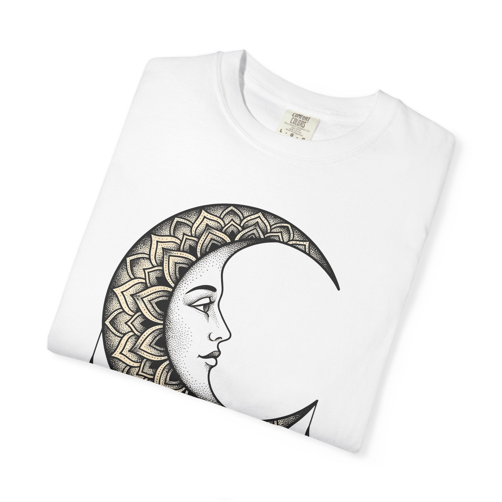 Crescent Moon Shirt Boho Chic Astrology Gift Women Henna Tee Lunar T-Shirt Bohemian Fan Mehndi Tshirt Zodiac Graphic Retro Sparkles Tshirt