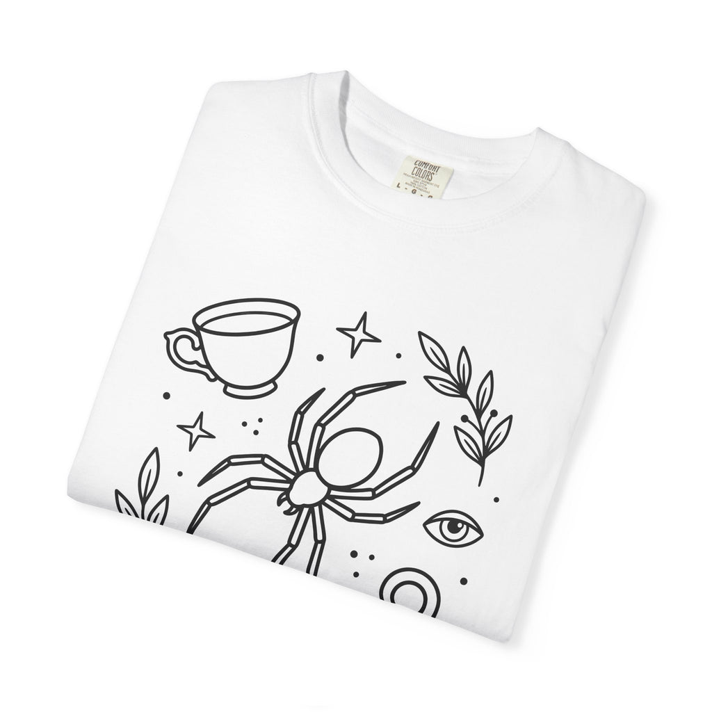 Spider Illustration Shirt Animals & Flowers Dark Gift Women Sketch Tee Arachnid T-Shirt Wildlife Fan Drawing Graphic Tshirt Clean Tea Cup