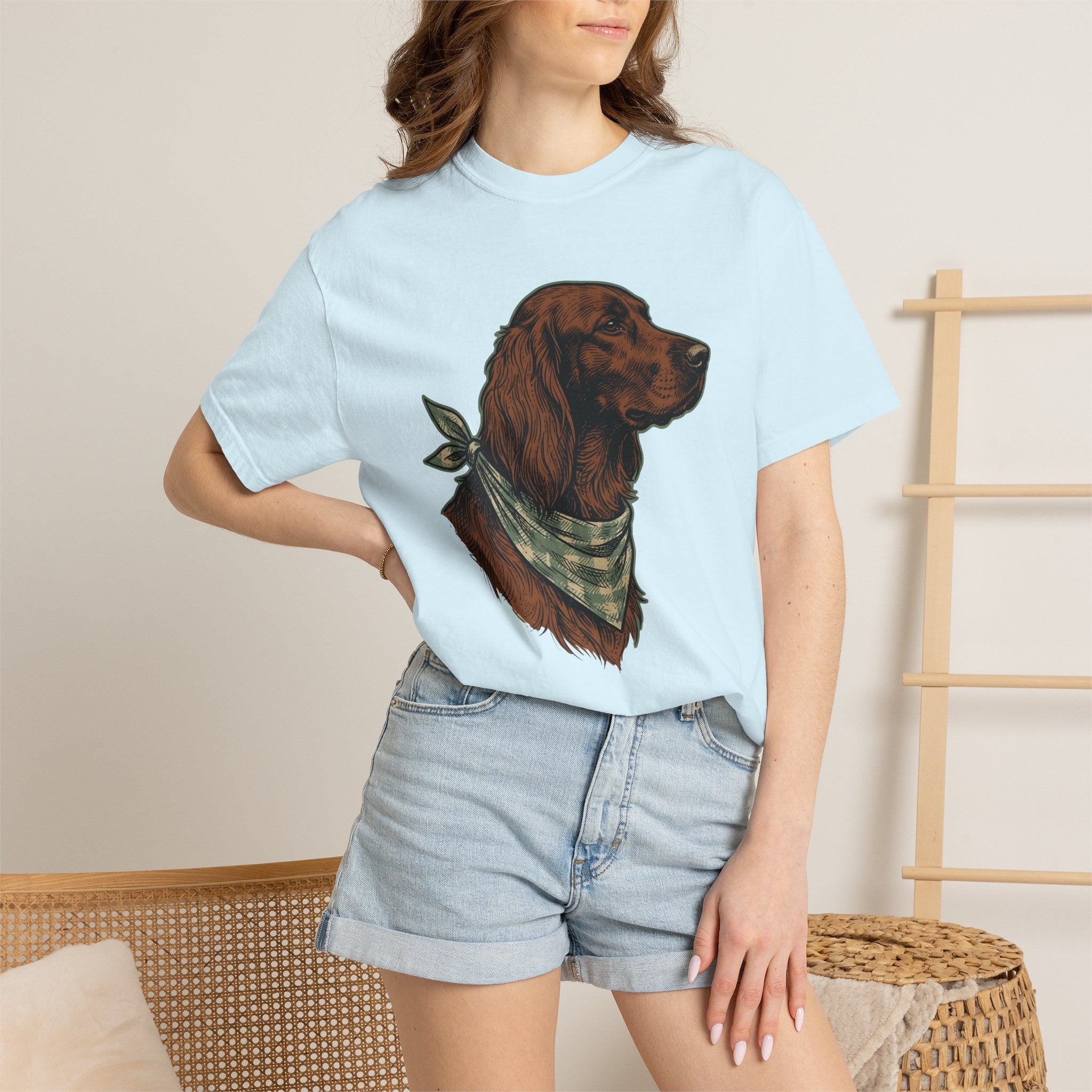 Dog Bandana Shirt St Patrick's Day Pet Gift Women Vintage Tee Bandana T-Shirt Shamrock Fan Retro Tshirt Animal Graphic Hand Drawn Scarf