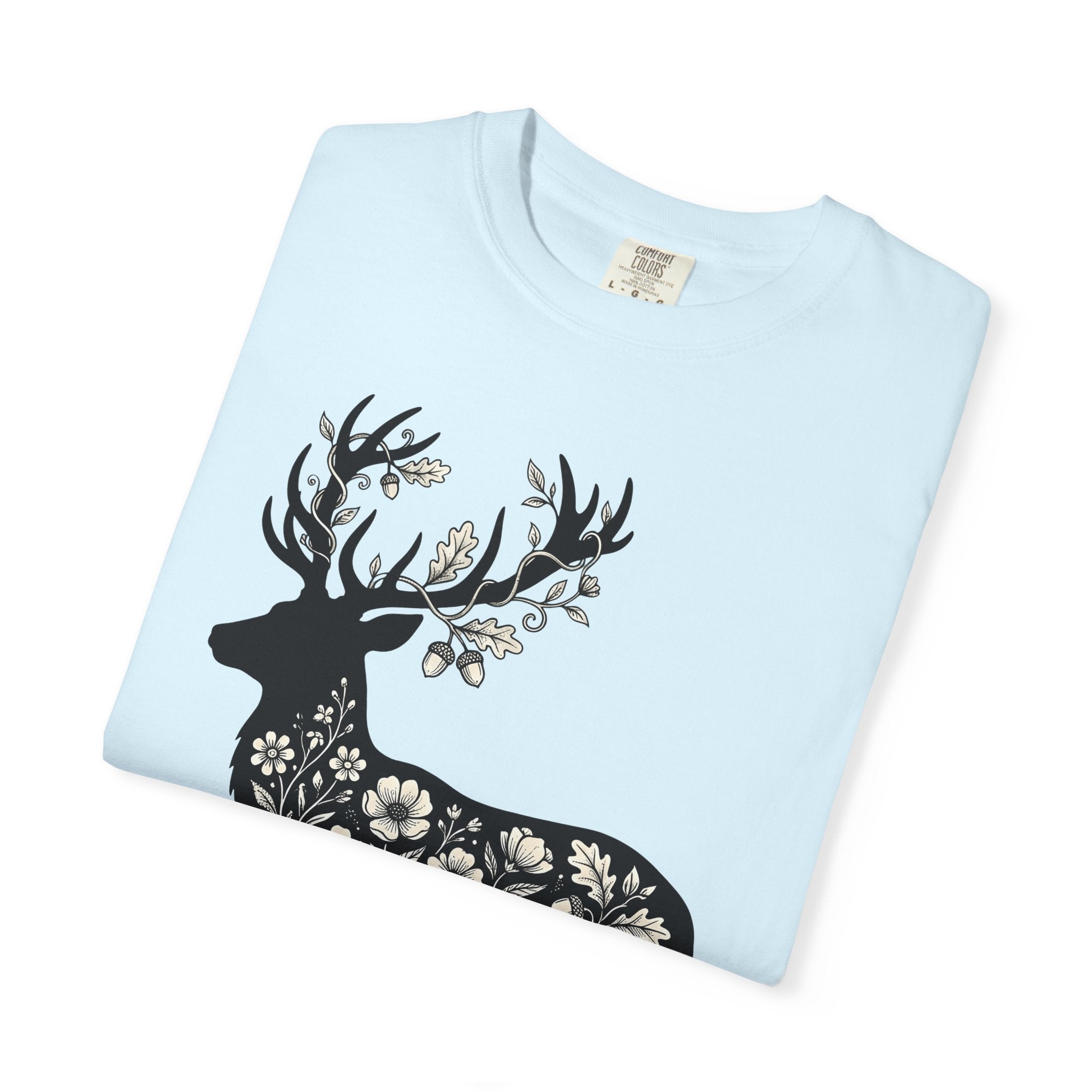 Deer Floral Shirt Animals & Flowers Nature Gift Women Botanical Tee Fawn T-Shirt Wildlife Fan Botanical Art Tshirt Wilderness Graphic