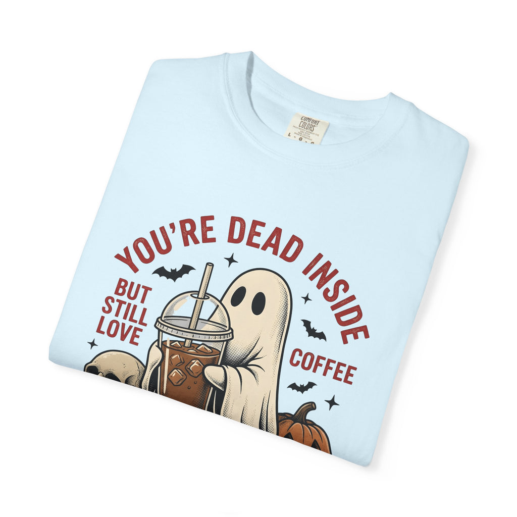 Phantom Coffee Tumbler Shirt Halloween Cafe Gift Women Weathered Tee Travel Mug T-Shirt Spooky Fan Distressed Tshirt Coffee Shop Graphic