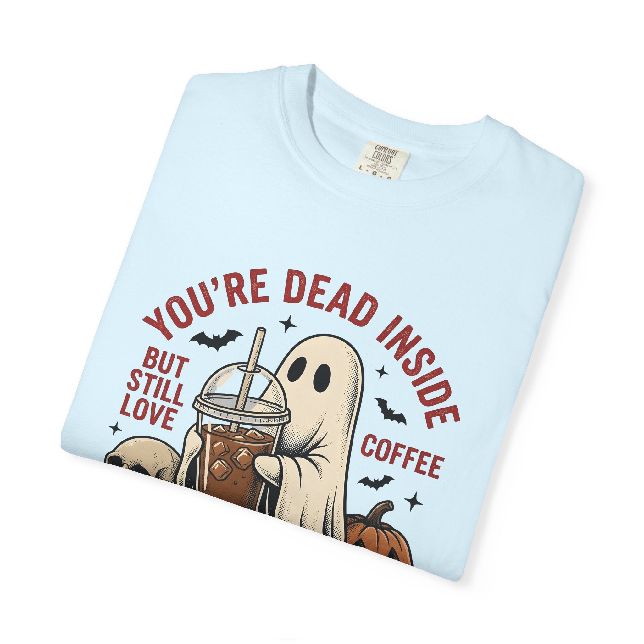 Phantom Coffee Tumbler Shirt Halloween Cafe Gift Women Weathered Tee Travel Mug T-Shirt Spooky Fan Distressed Tshirt Coffee Shop Graphic