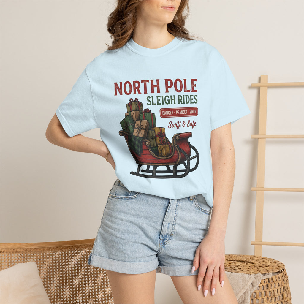 Gift Sleigh Shirt Christmas Festival Gift Women Hand Drawn Tee Sleigh Bell T-Shirt Xmas Fan Holiday Graphic Tshirt Line Art Packages Tshirt