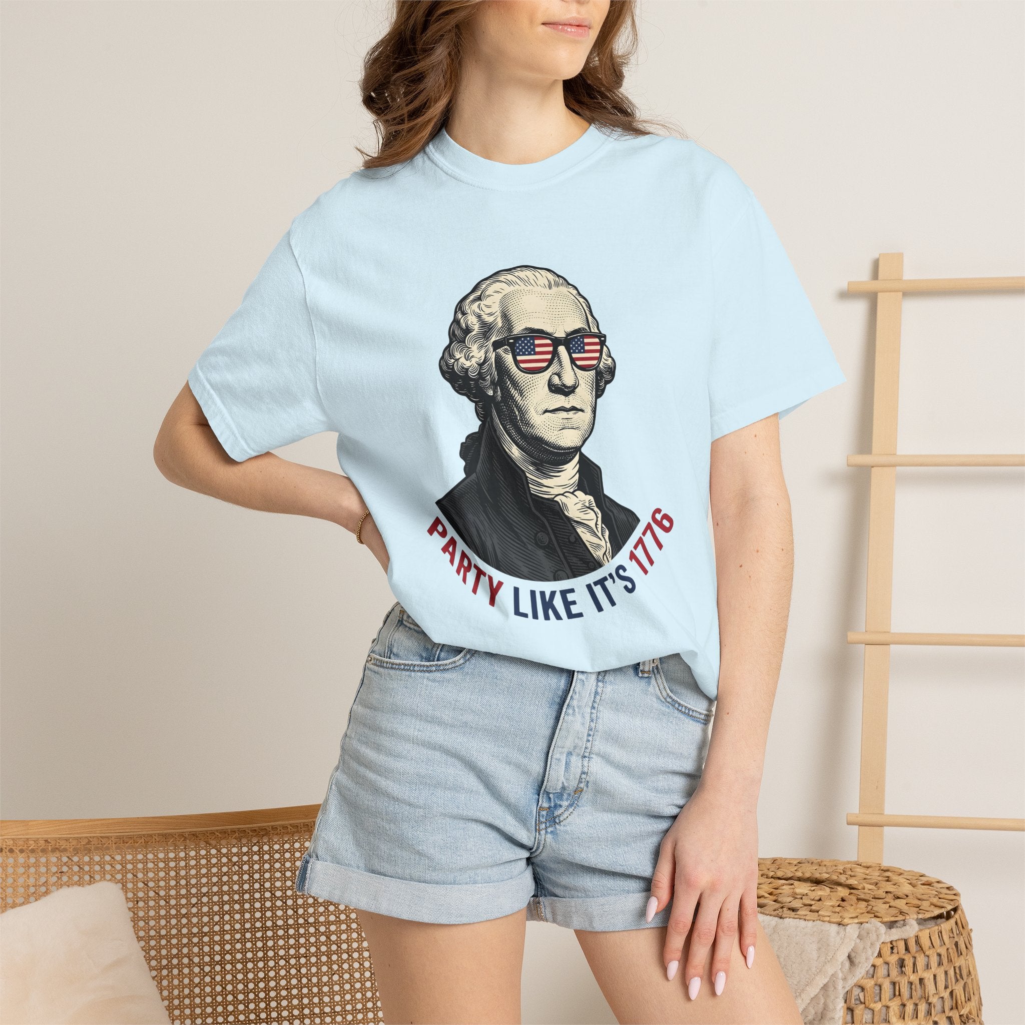 George Washington Design Shirt 4th Of July Patriotism Gift Women Vintage Tee Washington T-Shirt Independence Day Enthusiast Distressed