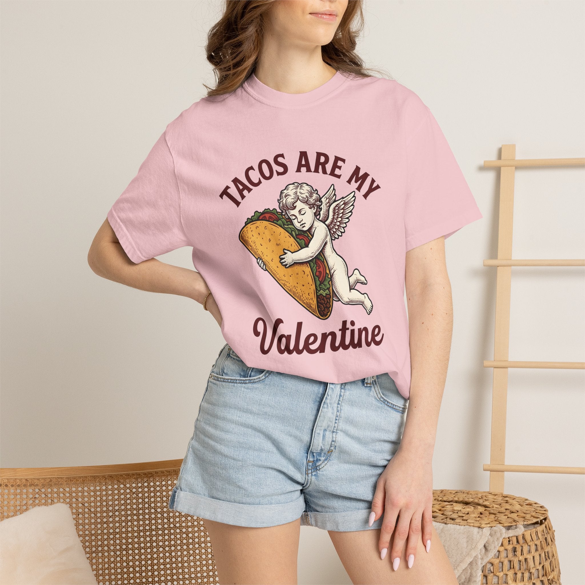 Heart Taco Shirt Valentine's Day Meals Gift Women Classic Tee Taco T-Shirt Valentine Fan Retro Tshirt Food Graphic Doodle Angel Wings Tshirt