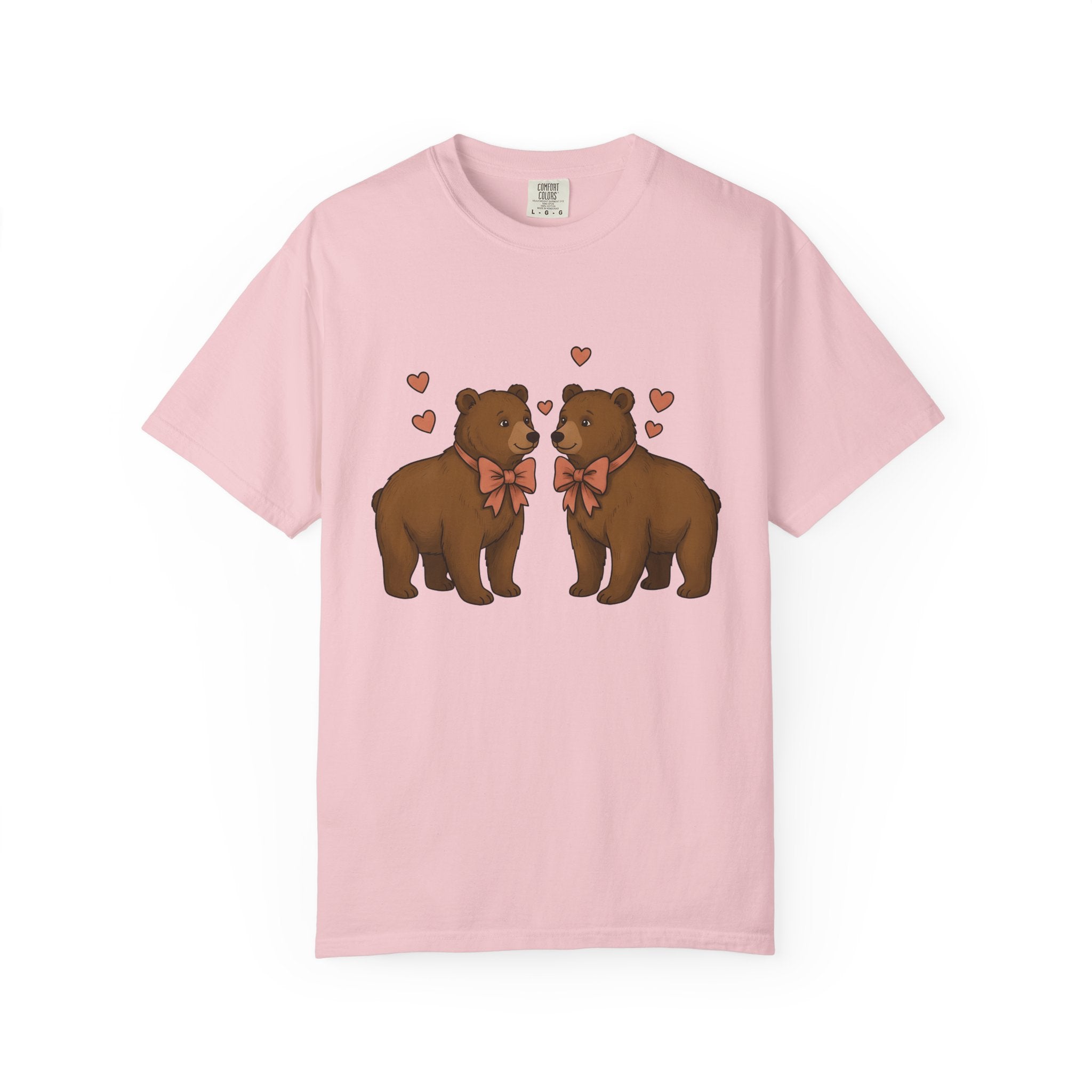 Bear Couple Shirt Animals Love Gift Women Cute Tee Bear T-Shirt Animal Fan Cartoon Tshirt Romance Graphic Hand Drawn Hearts Tshirt