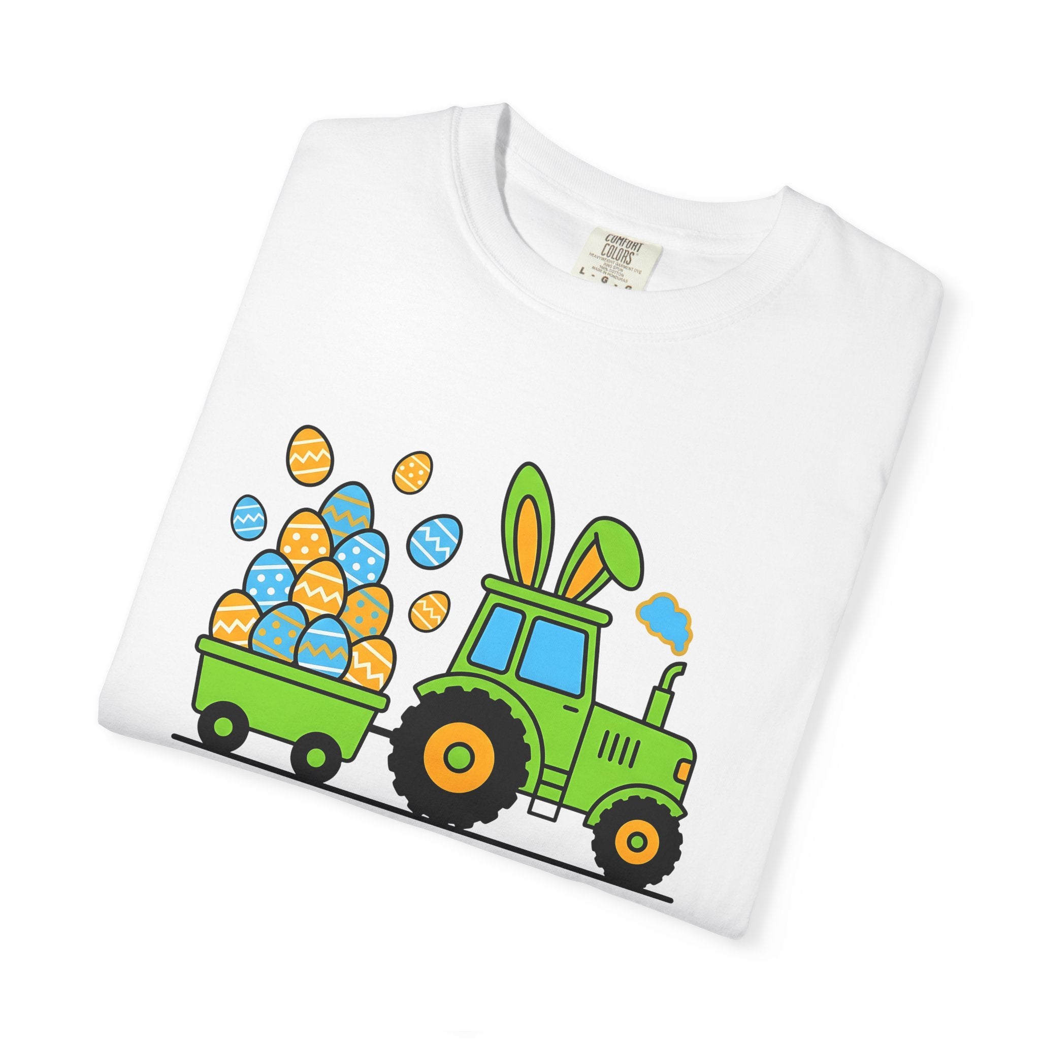 Tractor Eggs Shirt Easter Farming Gift Women Animation Tee Easter Egg T-Shirt Easter Fan Cartoon Tshirt Agricultural Graphic Lighthearted