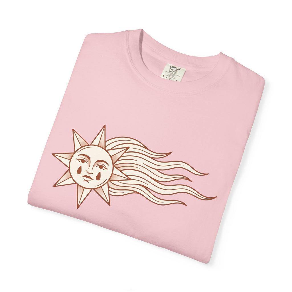 Sun Face Shirt Celestial Zodiac Gift Women Bohemian Tee Sun T-Shirt Galaxy Enthusiast Hippie Tshirt Astrology Graphic Retro Stars Tshirt