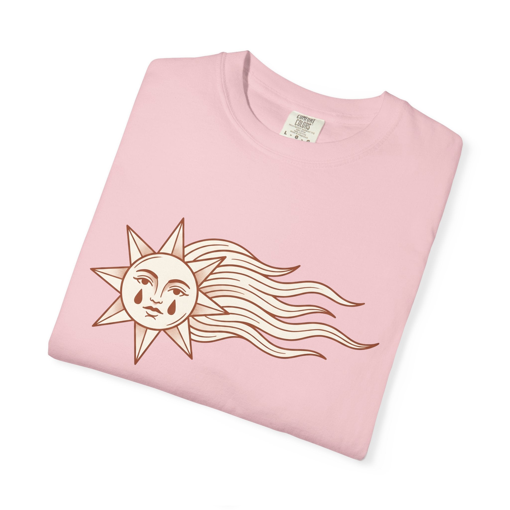 Sun Face Shirt Celestial Zodiac Gift Women Bohemian Tee Sun T-Shirt Galaxy Enthusiast Hippie Tshirt Astrology Graphic Retro Stars Tshirt