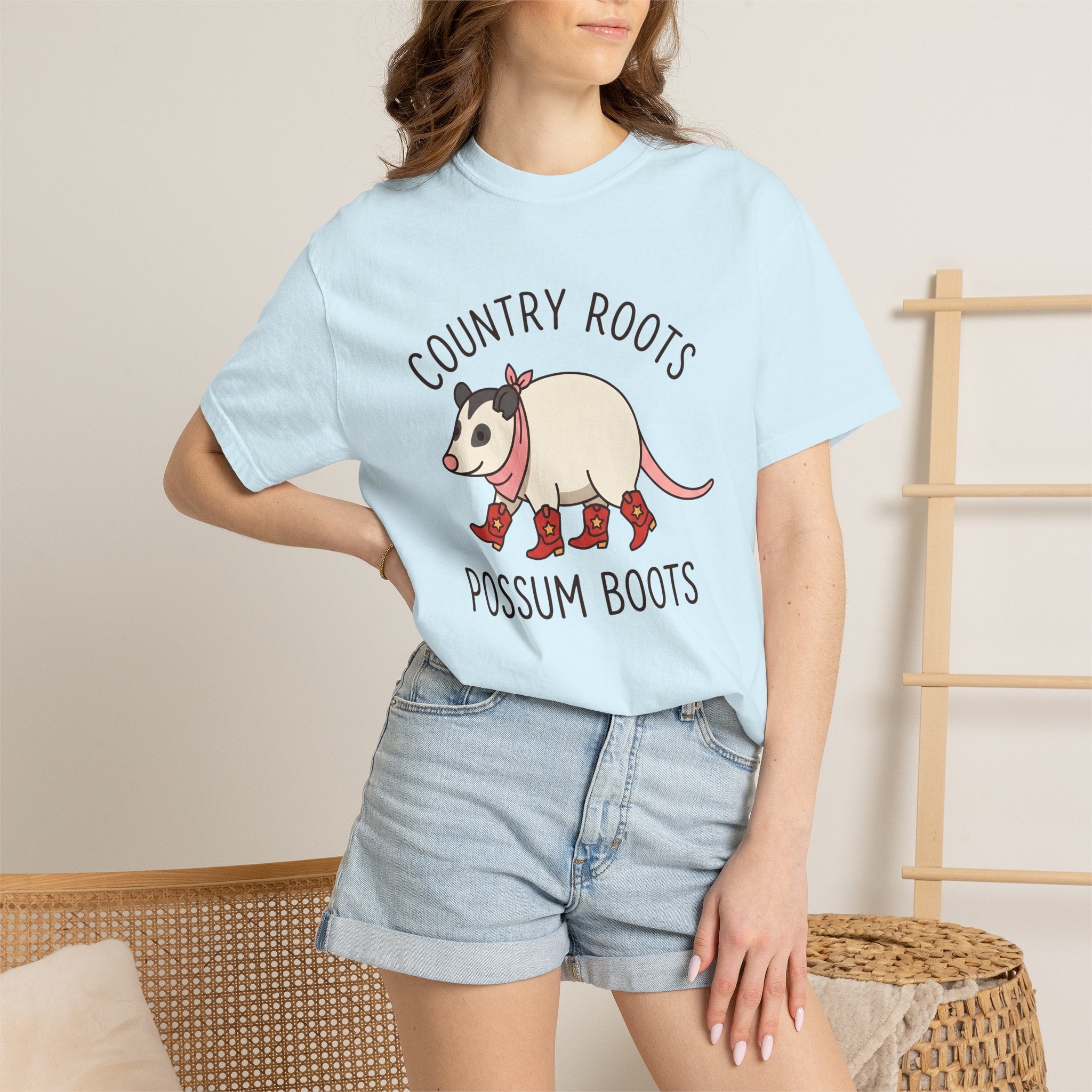 Possum Footwear Shirt Cowgirl Rural Gift Women Sweet Tee Opossum T-Shirt Rodeo Fan Cartoon Tshirt Country Graphic Animated Cowboy Hat Tshirt