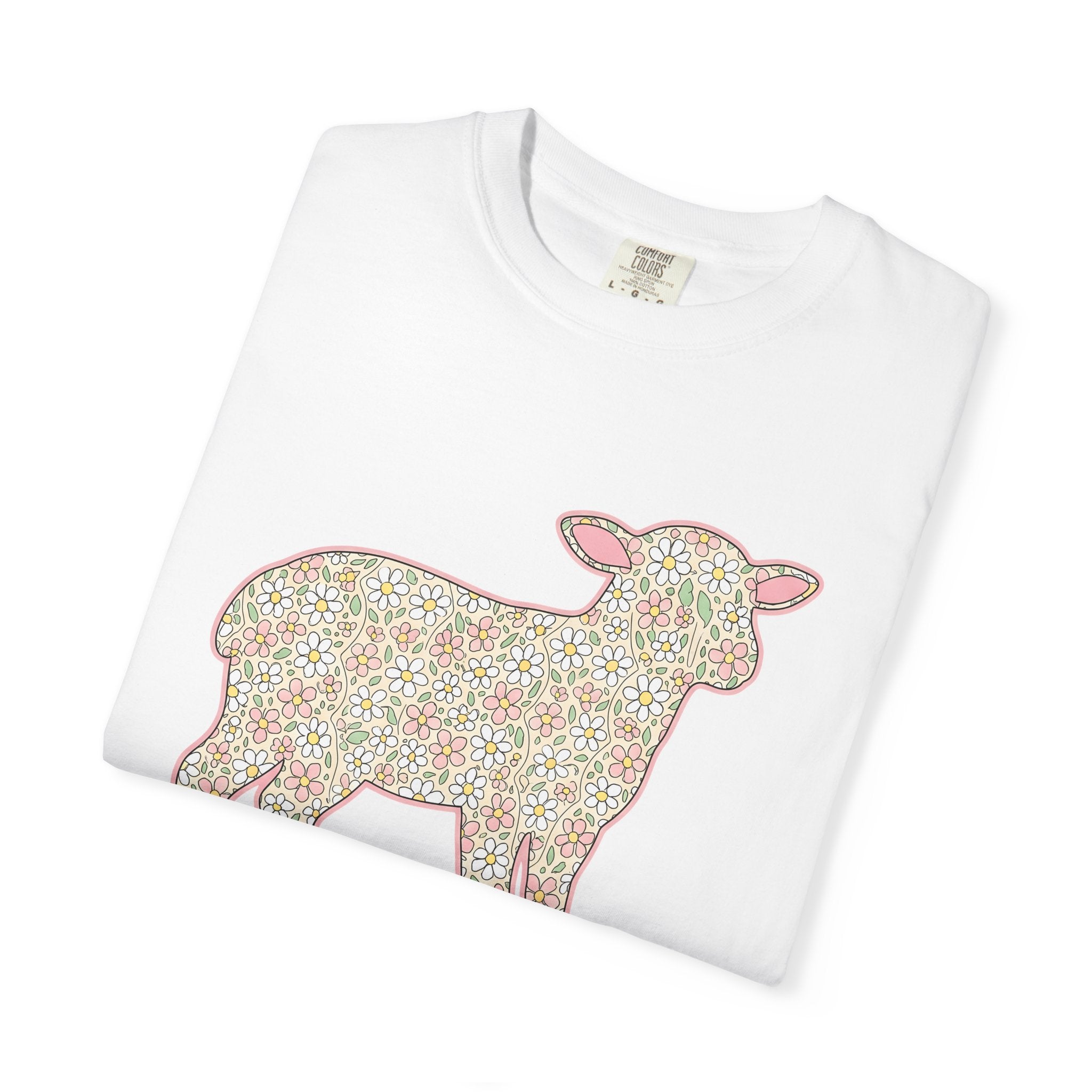 Bloom Lamb Shirt Easter Nature Gift Women Cartoon Tee Lamb T-Shirt Easter Fan Spring Tshirt Cartoon Tshirt Floral Graphic Vintage Blossom