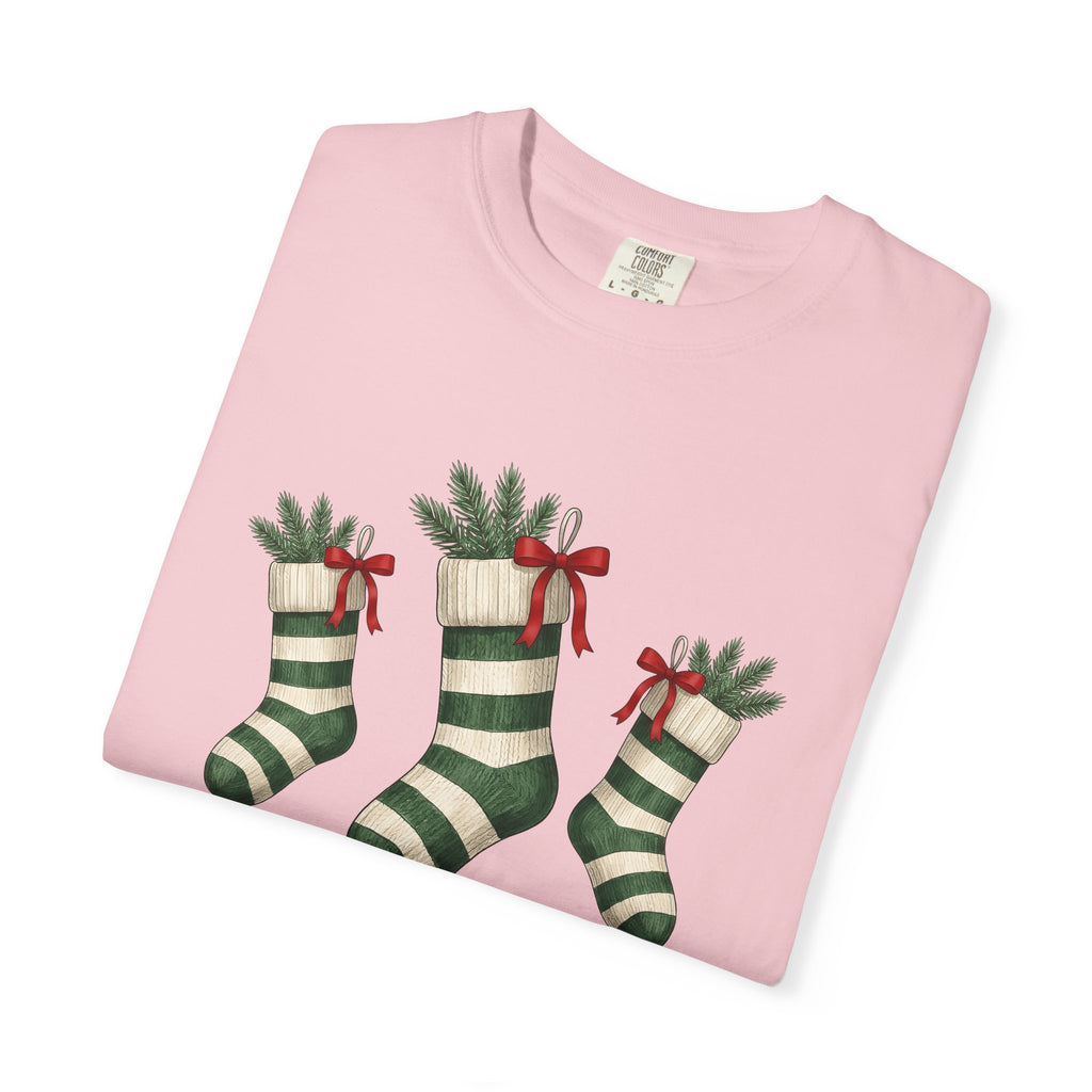 Xmas Stockings Shirt Christmas Celebration Gift Women Watercolor Tee Christmas Stockings T-Shirt Christmas Fan Watercolour Tshirt Party