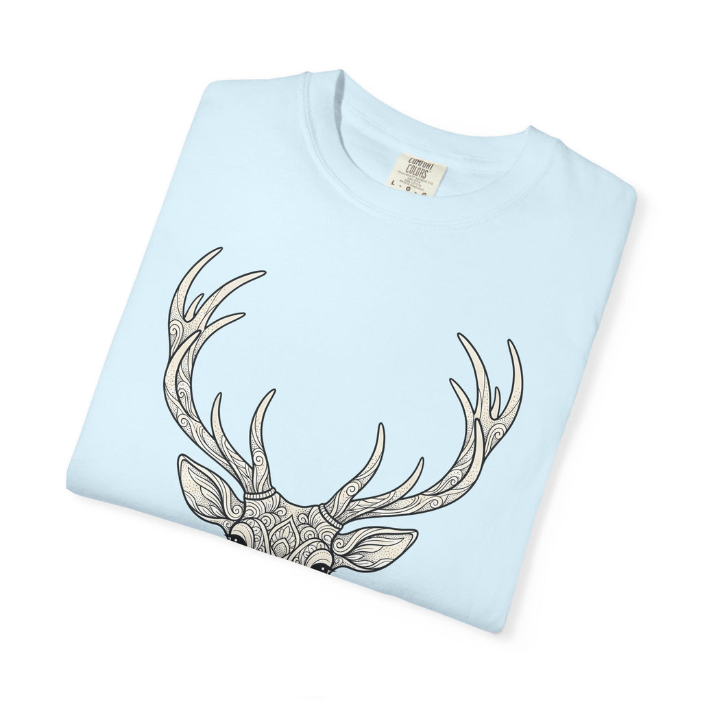 Deer Head Shirt Boho Chic Wildlife Gift Women Floral Tee Buck T-Shirt Bohemian Fan Botanical Tshirt Animal Graphic Sketch Horns Tshirt