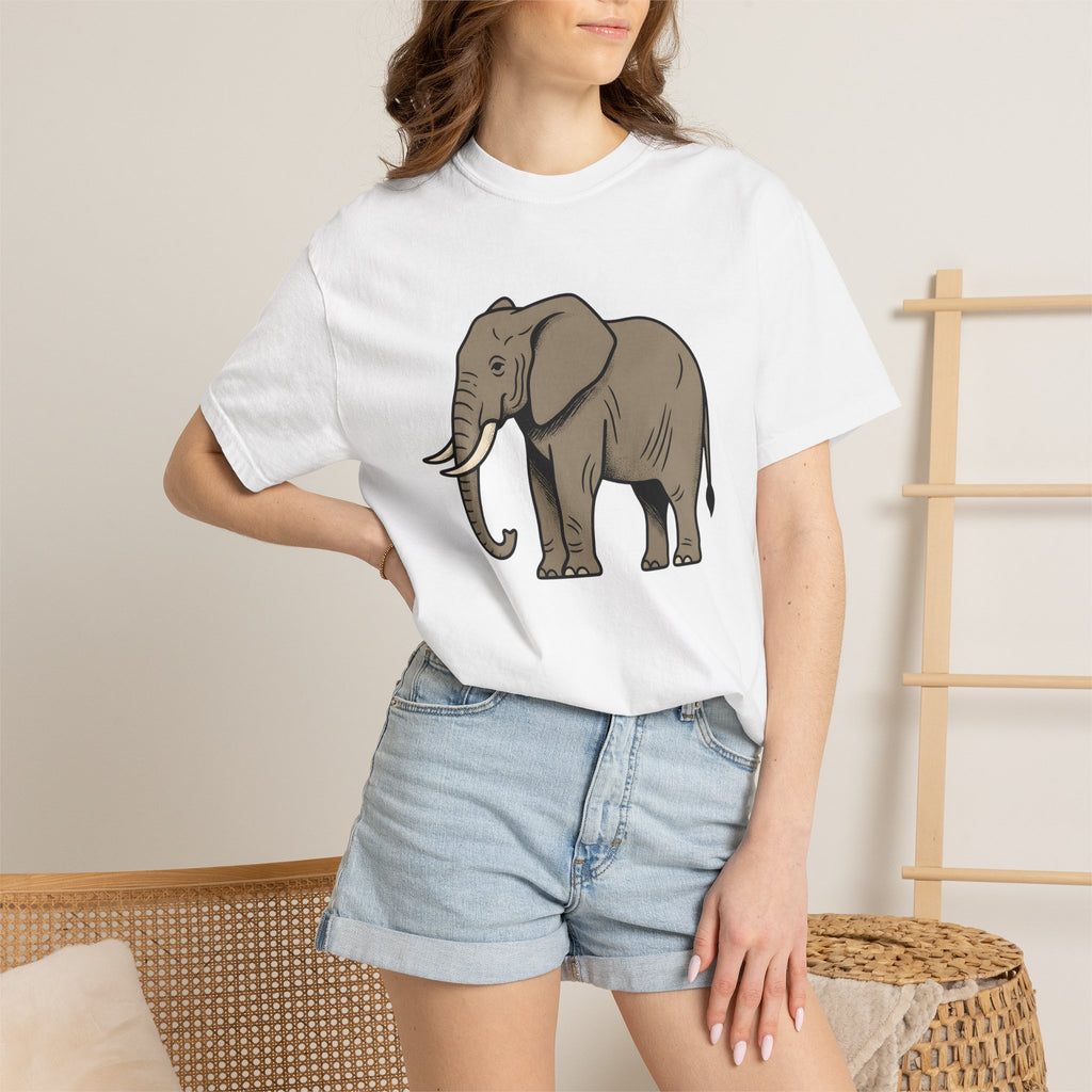 Elephant Shirt Animals Nature Gift Women Aged Tee Pachyderm T-Shirt Wildlife Fan Elephant Tshirt Environment Graphic Outline Tusk Tshirt