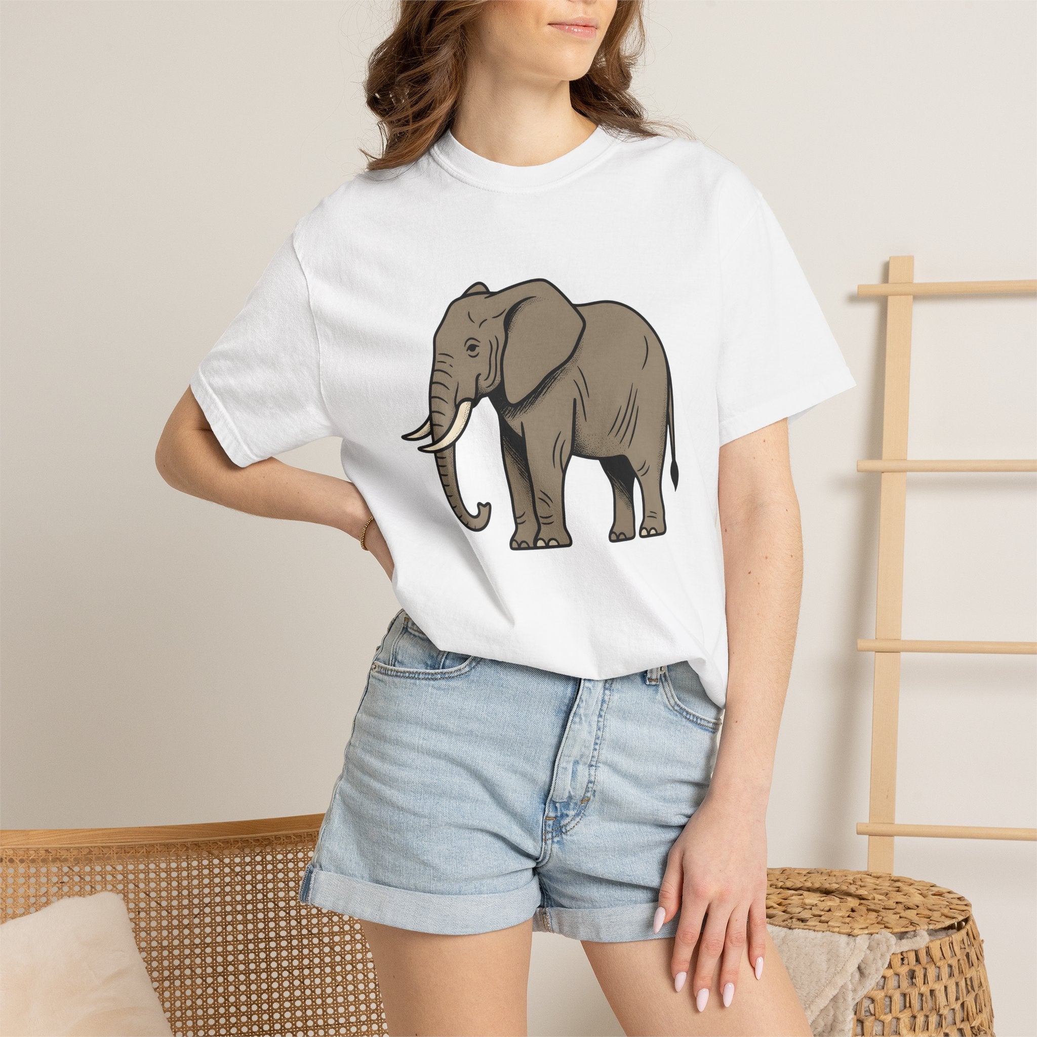 Elephant Shirt Animals Nature Gift Women Aged Tee Pachyderm T-Shirt Wildlife Fan Elephant Tshirt Environment Graphic Outline Tusk Tshirt