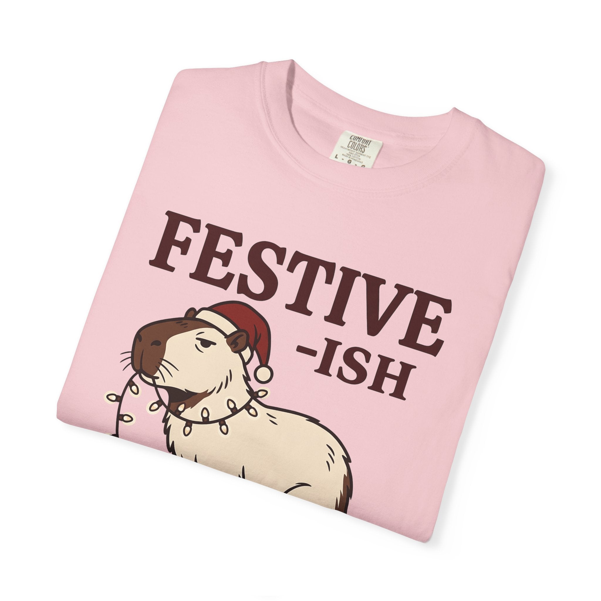 Capybara Christmas Hat Shirt Christmas Wildlife Gift Women Comic Tee Rodent T-Shirt Xmas Fan Cartoon Tshirt Wildlife Graphic Sketch Holiday
