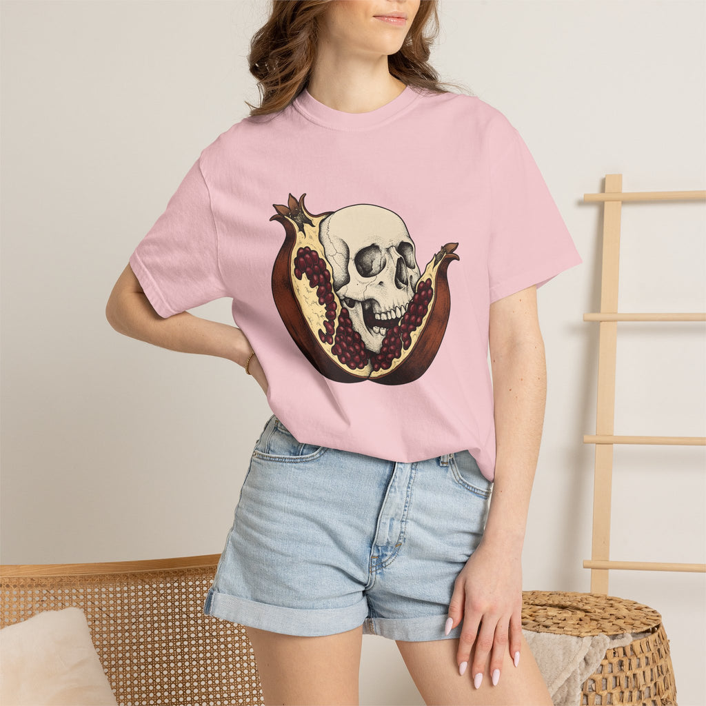 Skull Pomegranate Shirt Funny Paranormal Gift Women Illustration Tee Pomegranate T-Shirt Humor Fan Drawing Graphic Supernatural Graphic