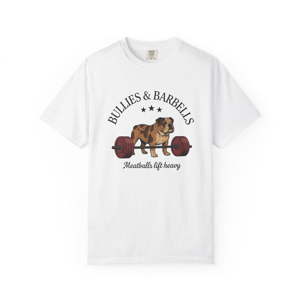 Bulldog Barbell Shirt Sports Fitness Gift Women Cartoon Tee Weightlifting T-Shirt Athlete Fan Strength Tshirt Workout Graphic Vintage Stars