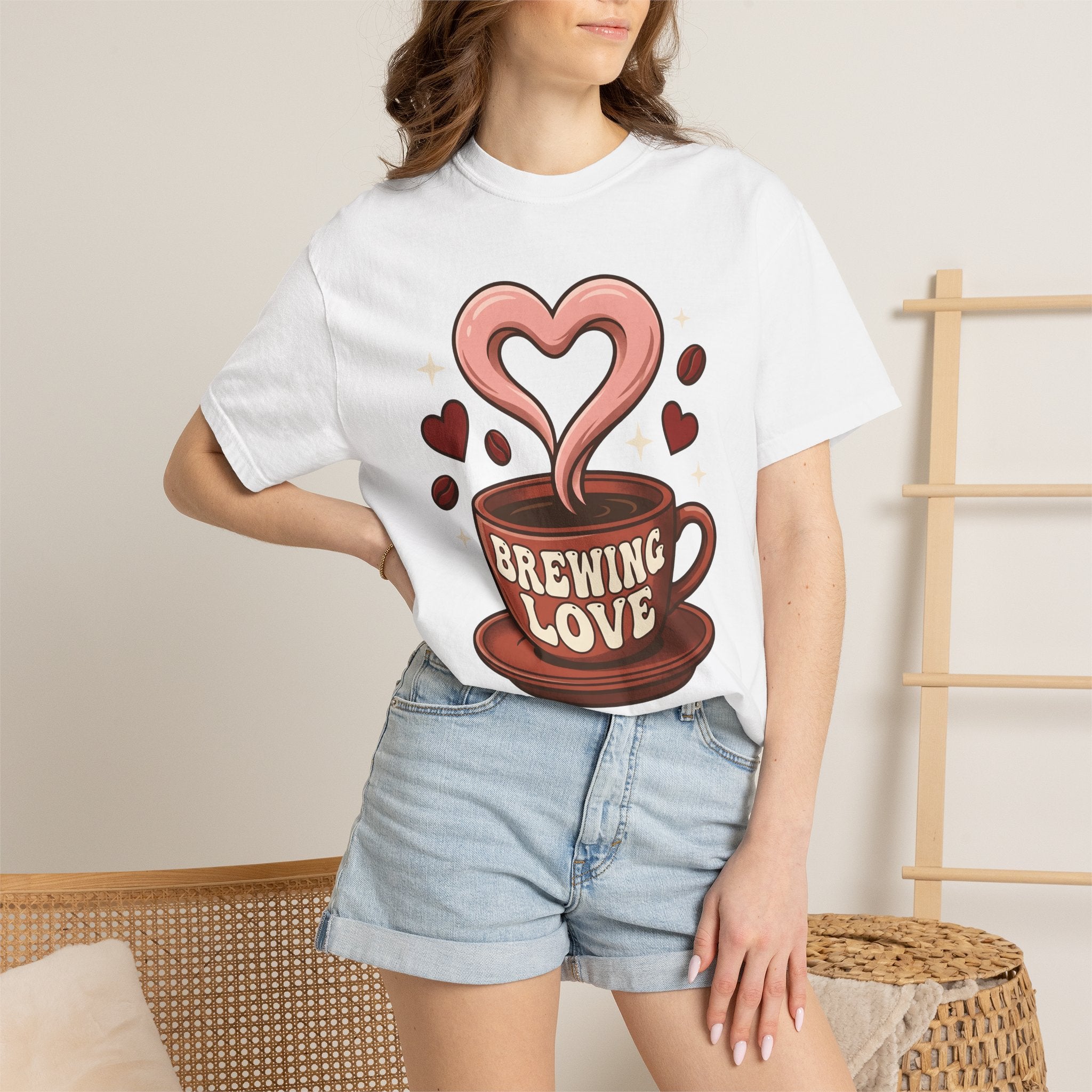Coffee Cup Heart Shirt Valentines Day Coffee Gift Women Cartoon Tee Mug T-Shirt Valentine Fan Coffee Cup Tshirt Coffee Design Retro Coffee