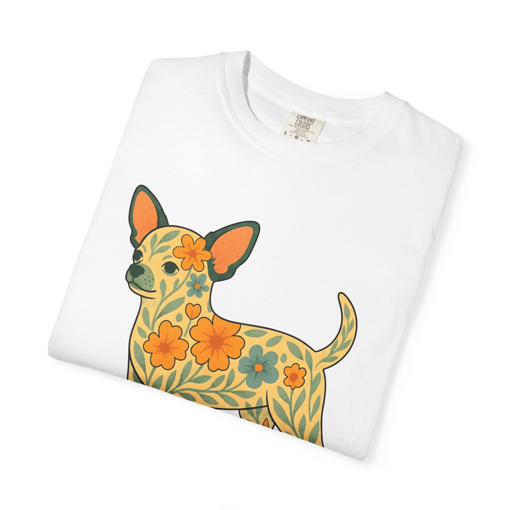 Chihuahua Blossom Shirt Dog Wildlife Gift Women Boho Chic Tee Chi Flower T-Shirt Dog Fan Animal Graphic Design Illustration Doodle Floral