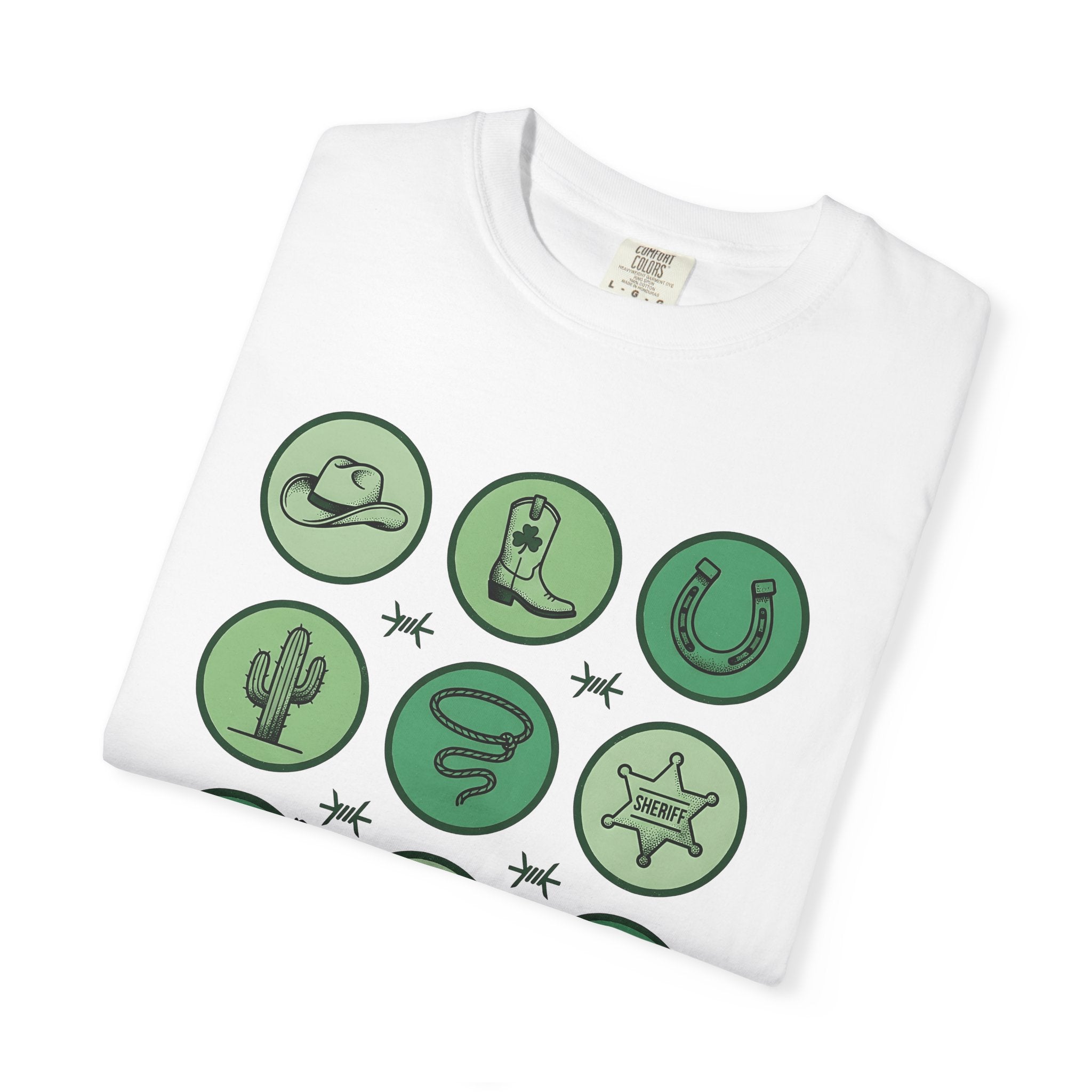 Cowboy Emblems Shirt St Patrick's Day Ranch Gift Women Rustic Tee Western Logo T-Shirt Irish Fan Country Charm Tshirt Farmhouse Graphic