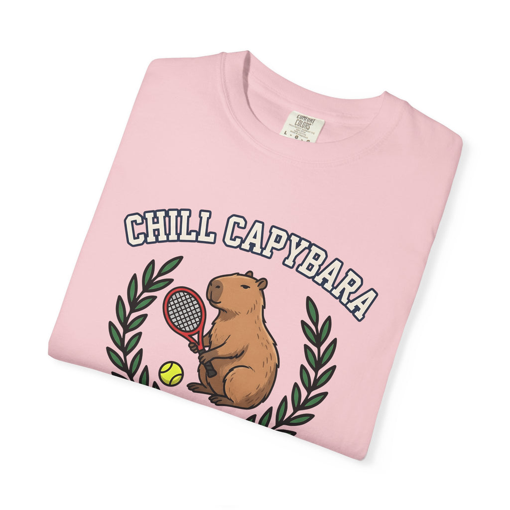 Capybara Tennis Shirt Sports Fauna Gift Women Illustration Tee Rodent T-Shirt Athlete Fan Wildlife Graphic Tshirt Sketch Garland Tshirt