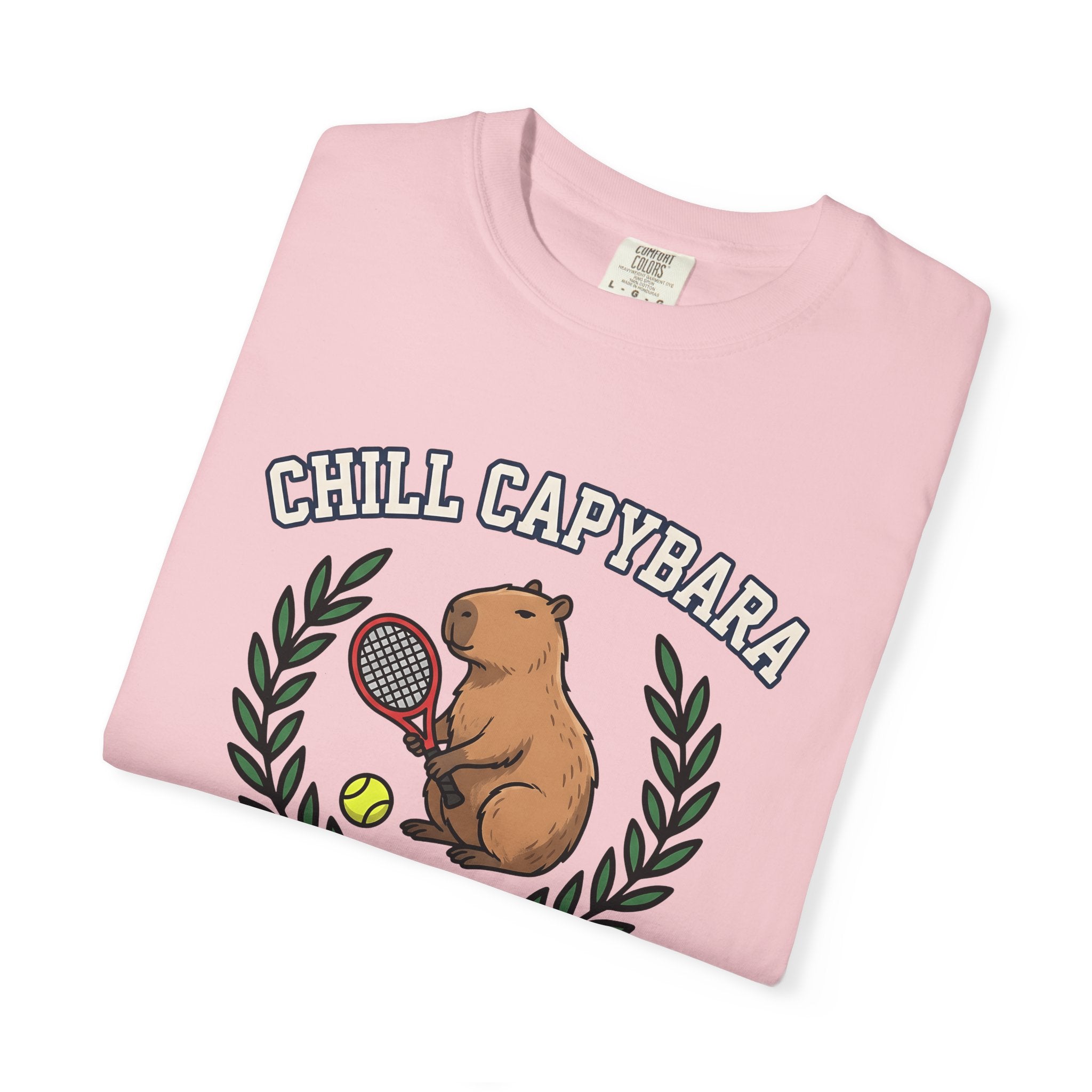Capybara Tennis Shirt Sports Fauna Gift Women Illustration Tee Rodent T-Shirt Athlete Fan Wildlife Graphic Tshirt Sketch Garland Tshirt