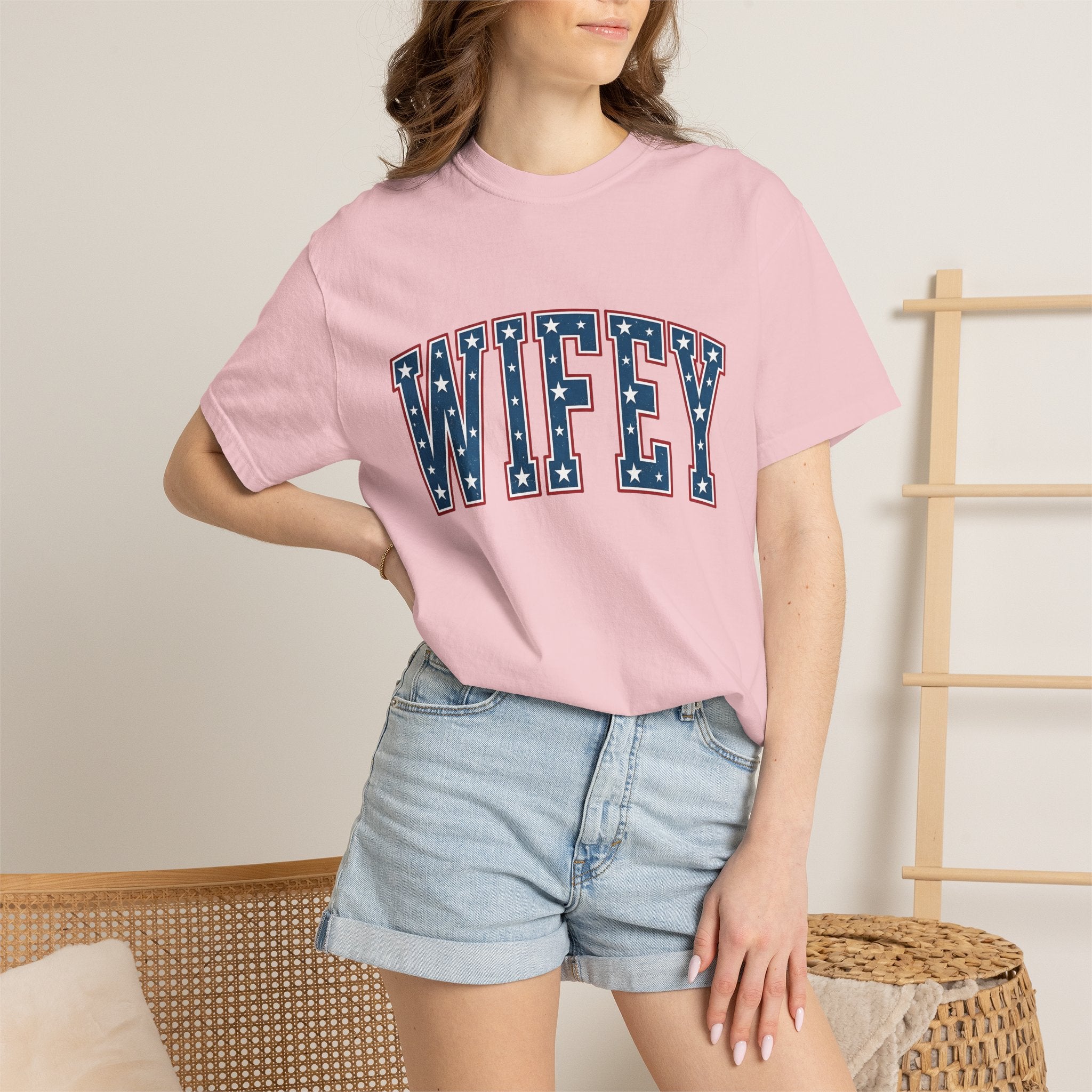 Star Pattern Text Shirt 4th Of July Wedding Gift Women Patriotic Tee Typography T-Shirt Independence Day Fan American Tshirt Bridal Graphic