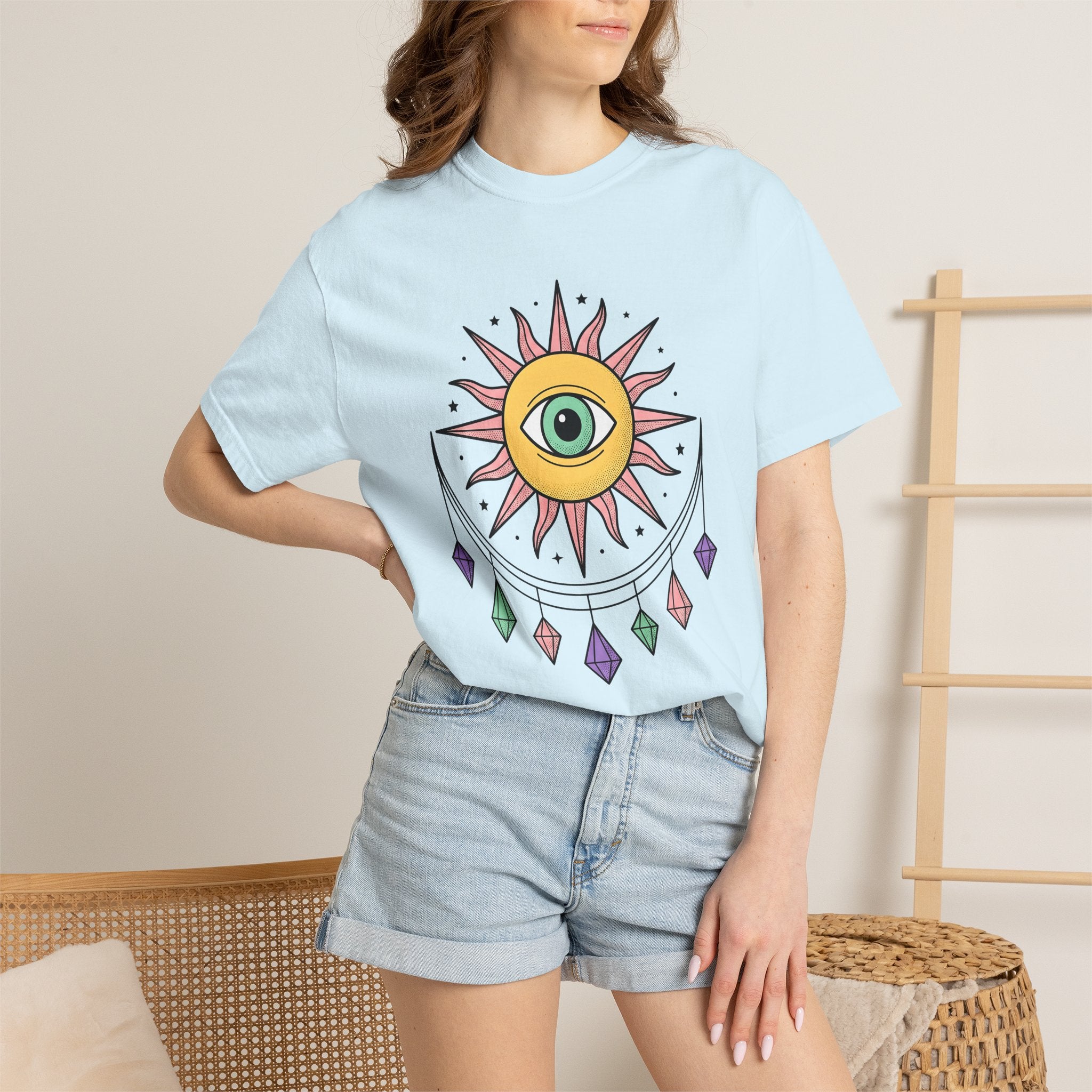 Sun Eye Shirt Boho Chic Metaphysical Gift Women Spiritual Tee Sun T-Shirt Hippie Enthusiast Mystical Tshirt Esoteric Graphic Vintage Gems
