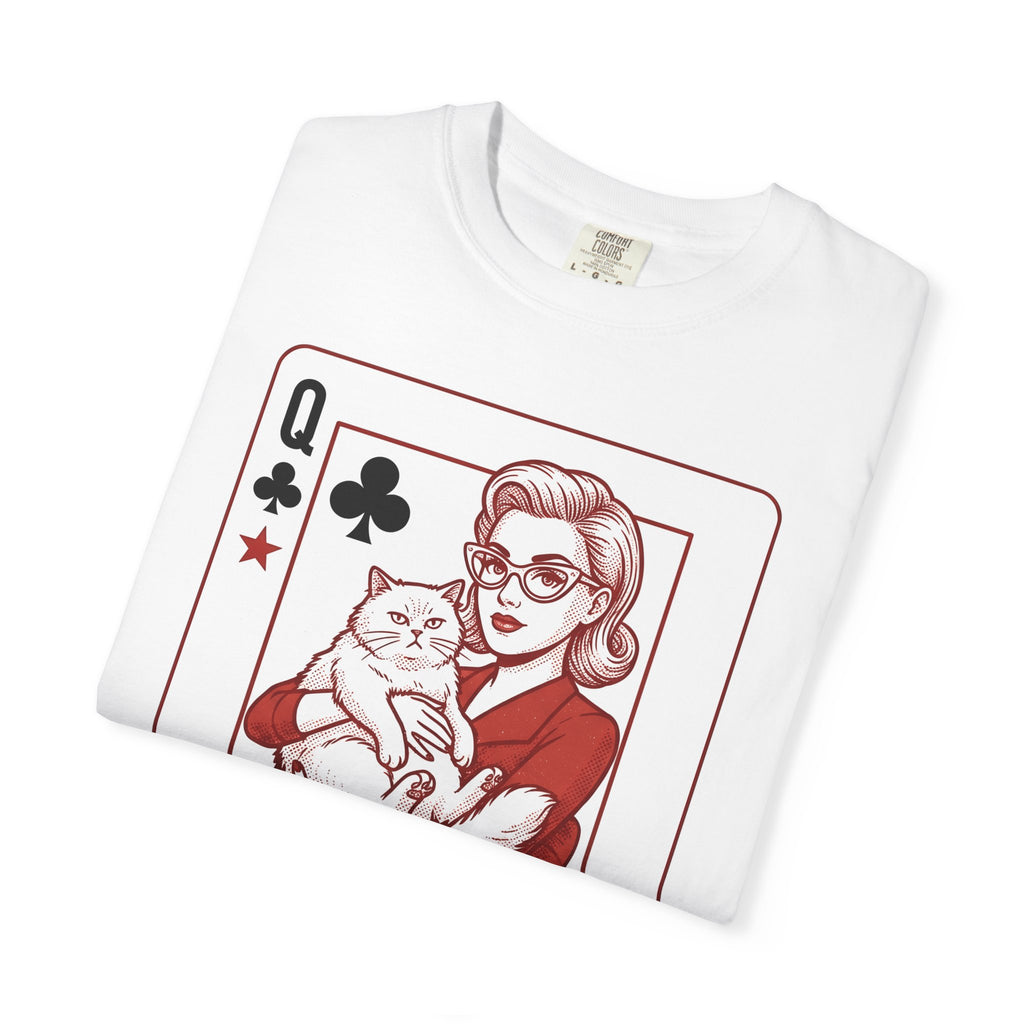 Playing Queen Cat Shirt St. Valentine's Day Feline Fan Gift Women Old School Tee Cat Lady T-Shirt Valentine Fan Vintage Tshirt Cat Graphic