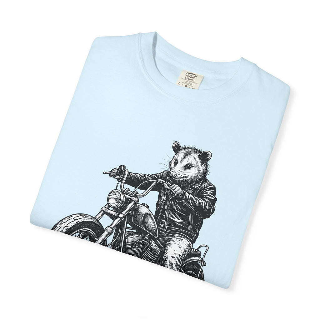 Possum Bike Shirt Animals Riding Gift Women Neo Traditional Tee Opossum T-Shirt Wildlife Enthusiast Vintage Tshirt Motorbike Graphic Old