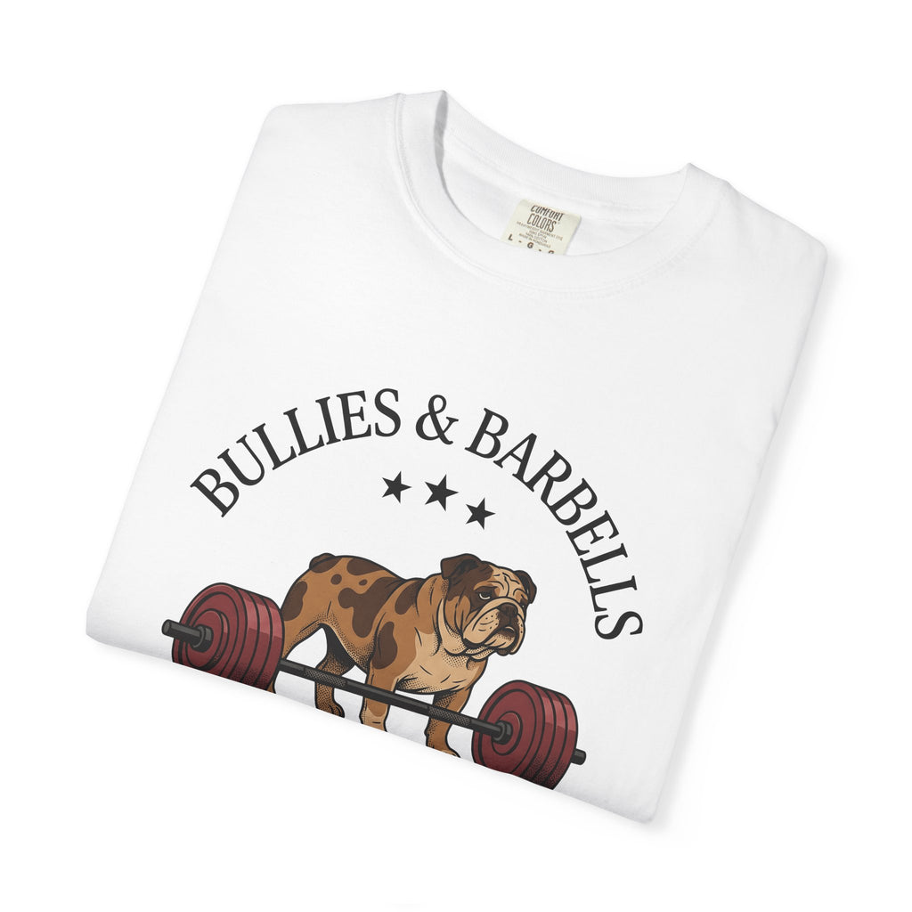 Bulldog Barbell Shirt Sports Fitness Gift Women Cartoon Tee Weightlifting T-Shirt Athlete Fan Strength Tshirt Workout Graphic Vintage Stars