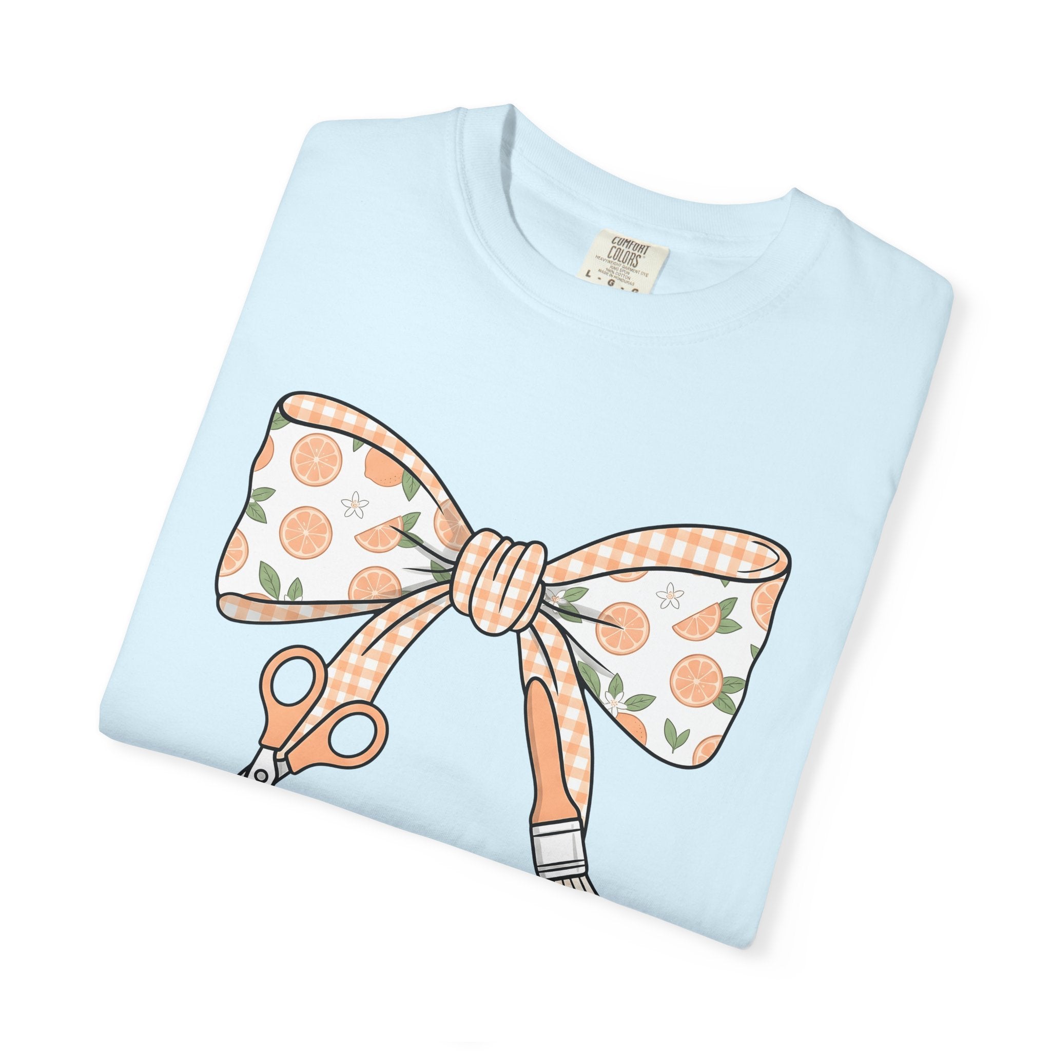 Bow Shears Paint Brush Shirt Teachers Crafting Gift Women Sweet Tee Art Supplies T-Shirt Educator Enthusiast Cute Tshirt Crafting Graphic