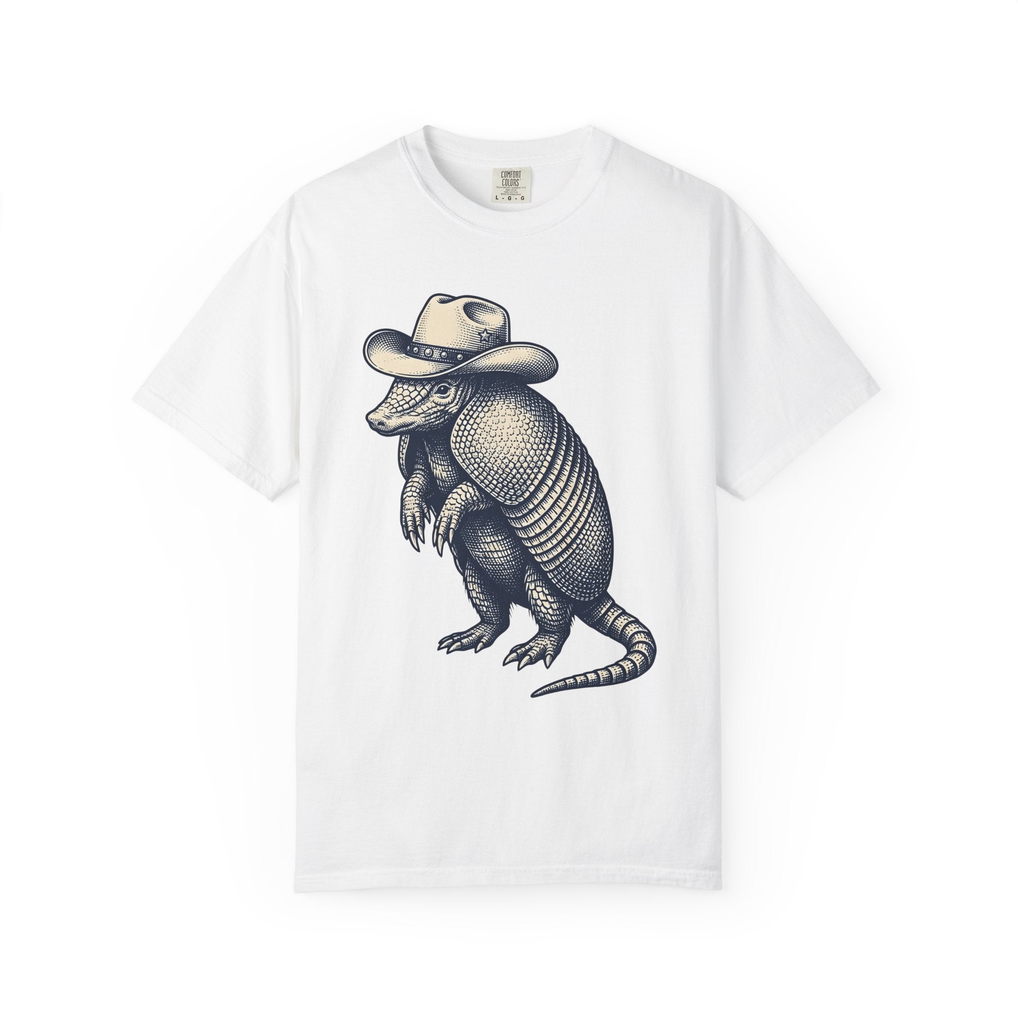 Armadillo Cowboy Hat Shirt Cowgirl Creatures Gift Women Farmhouse Tee Cowboy Hat T-Shirt Rodeo Fan Rustic Tshirt Animal Graphic Line Art
