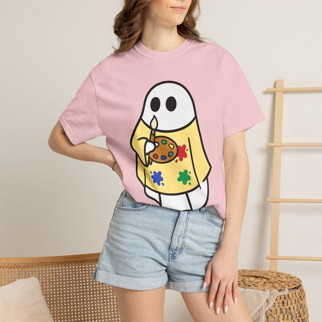 Apparition Artist Shirt Teacher Autumn Gift Women Playful Tee Ghost Artist T-Shirt Educator Enthusiast Whimsical Tshirt Fall Illustration