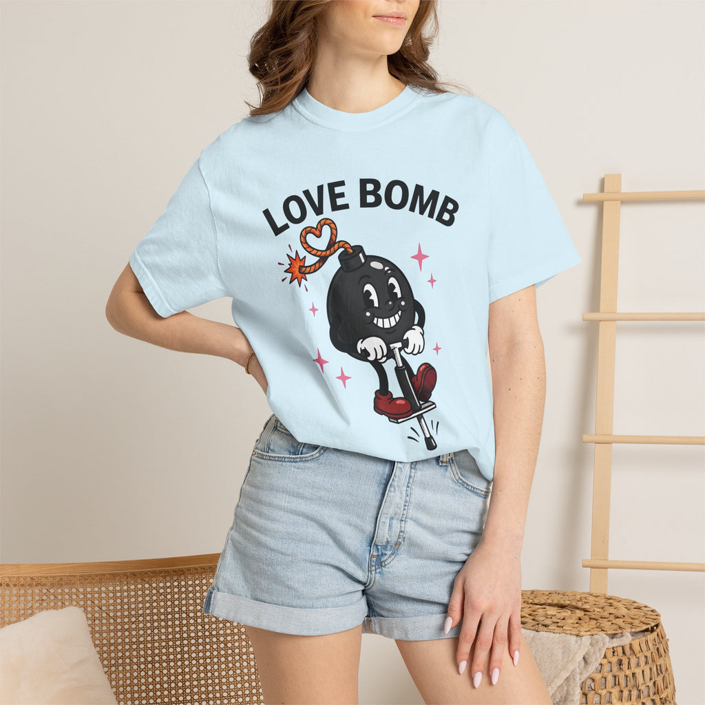 Cartoon Bomb Icon Shirt St. Valentine's Day Duos Gift Women Retro Tee Explosive T-Shirt Valentine Fan Vintage Tshirt Couples Graphic Hand