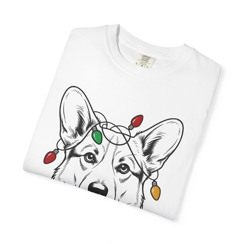 Corgi Pet Shirt Dog Winter Gift Women Cartoon Tee Puppy T-Shirt Dog Fan Canine Tshirt Winter Graphic Clean Xmas Lights Tshirt
