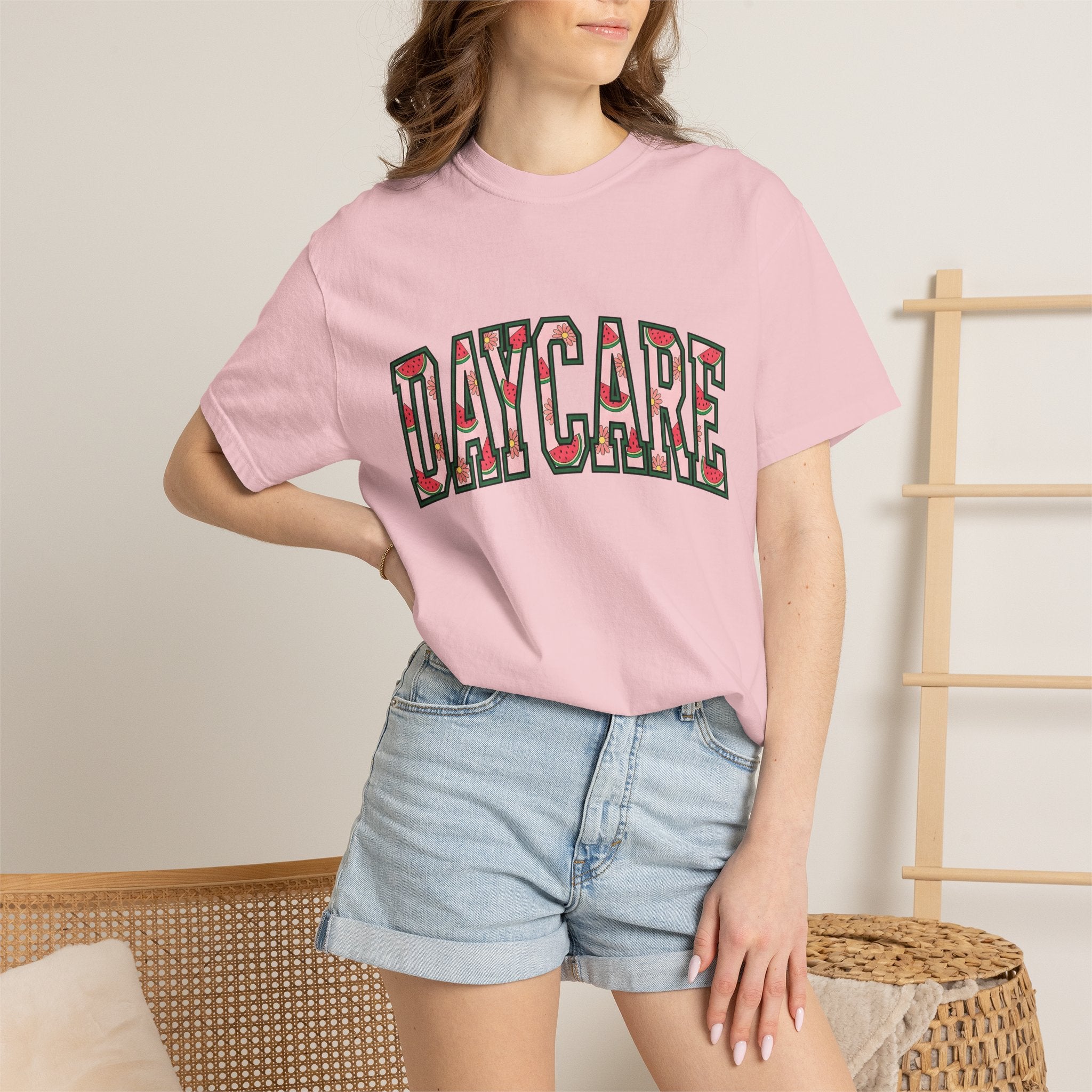 Daycare Graphic Shirt Daycare Summer Gift Women Bold Tee Childcare T-Shirt Daycare Fan Vintage Tshirt Seasonal Graphic Retro Watermelon