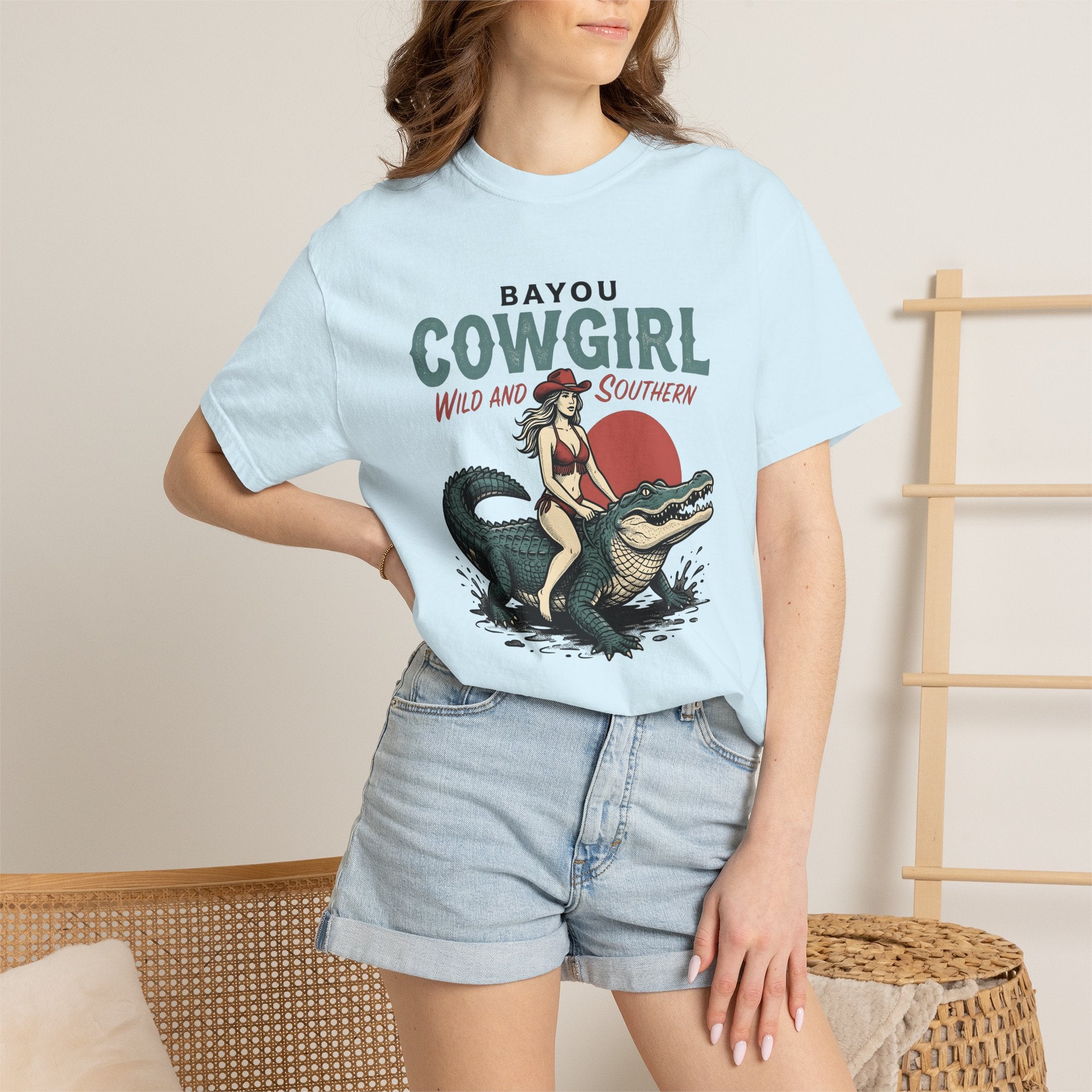 Rodeo Girl On Croc Shirt Cowgirl Cowboy Gift Women Antique Tee Rodeo Queen T-Shirt Cowgirl Fan Vintage Tshirt Cowboy Graphic Line Art