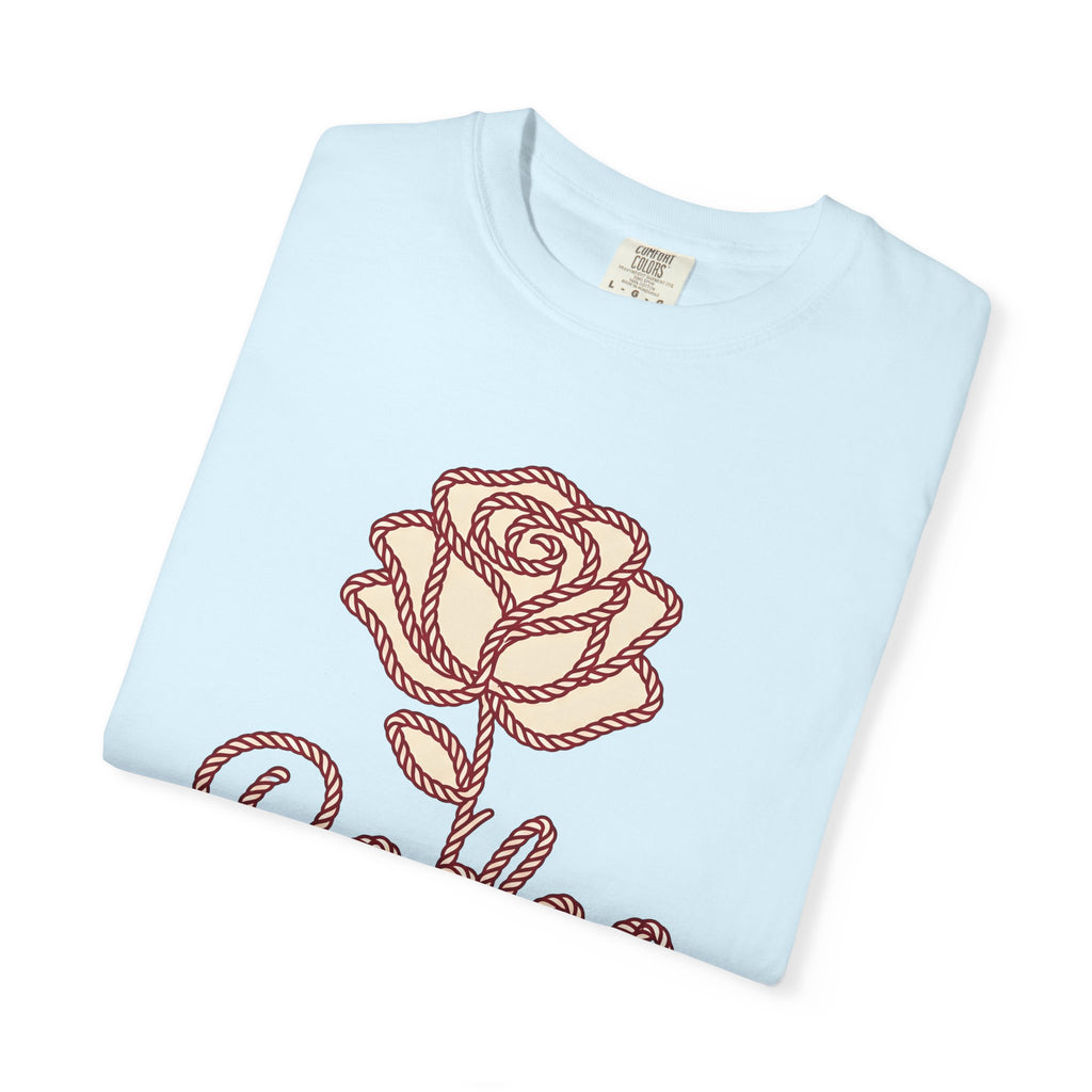 Cord Rose Shirt Cowgirl Livestock Gift Women Folk Tee Rose T-Shirt Rodeo Fan Handdrawn Tshirt Farm Graphic Sketch Noose Tshirt